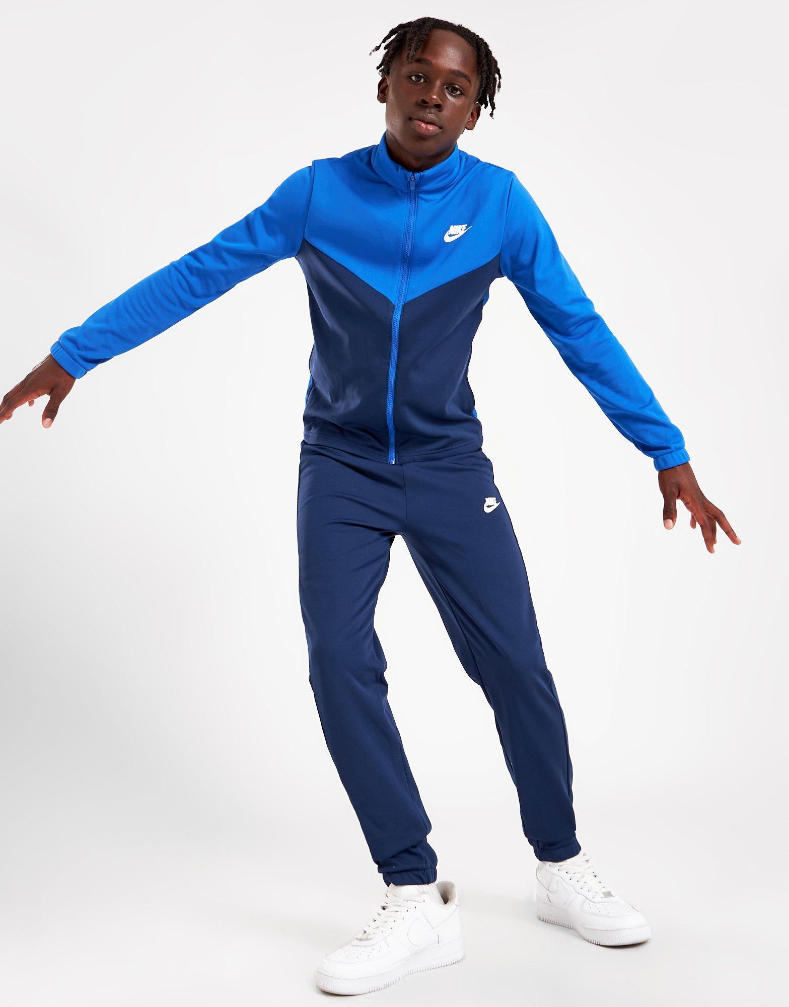 Blue nike tape sales tracksuit