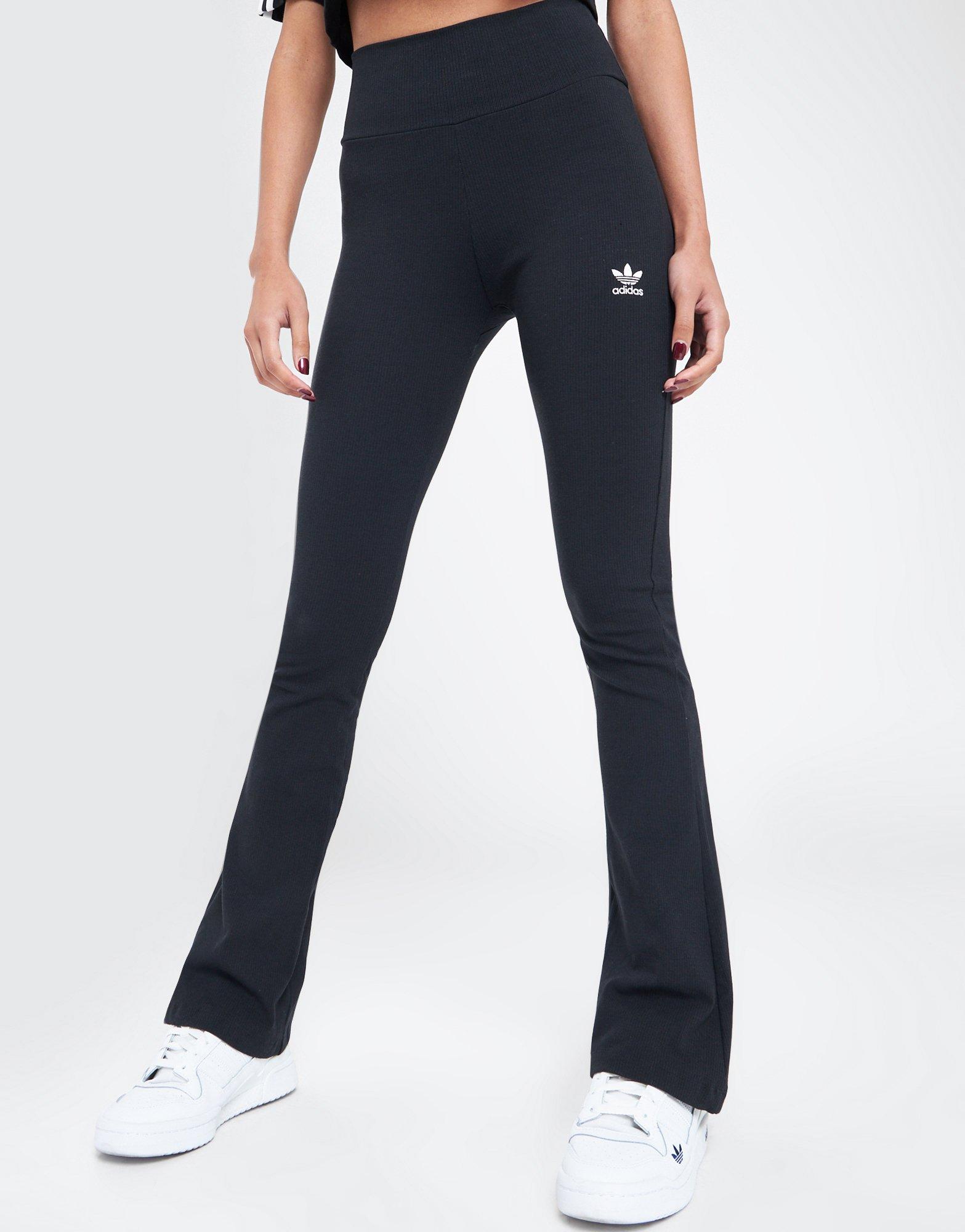 Black adidas Originals Adicolor Ribbed Flare Pants - JD Sports