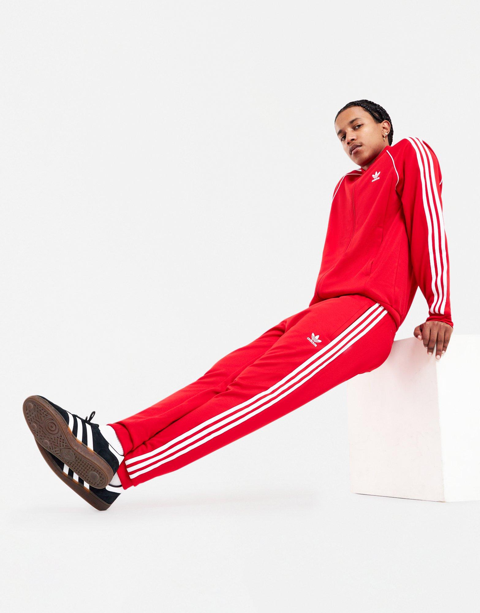 Adidas sst track pants red outlet mens