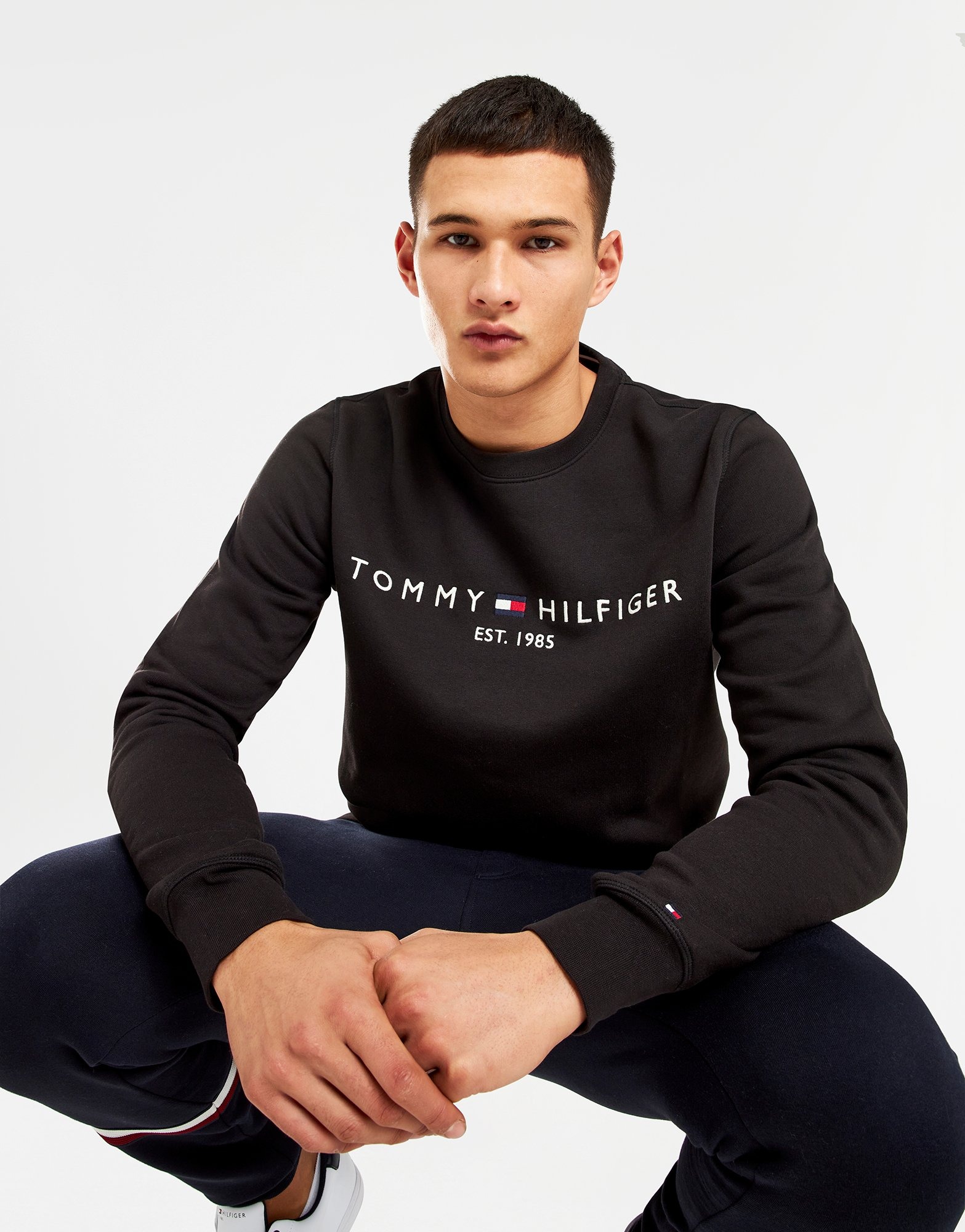 Black Tommy Hilfiger Flex Fleece Sweatshirt - JD Sports
