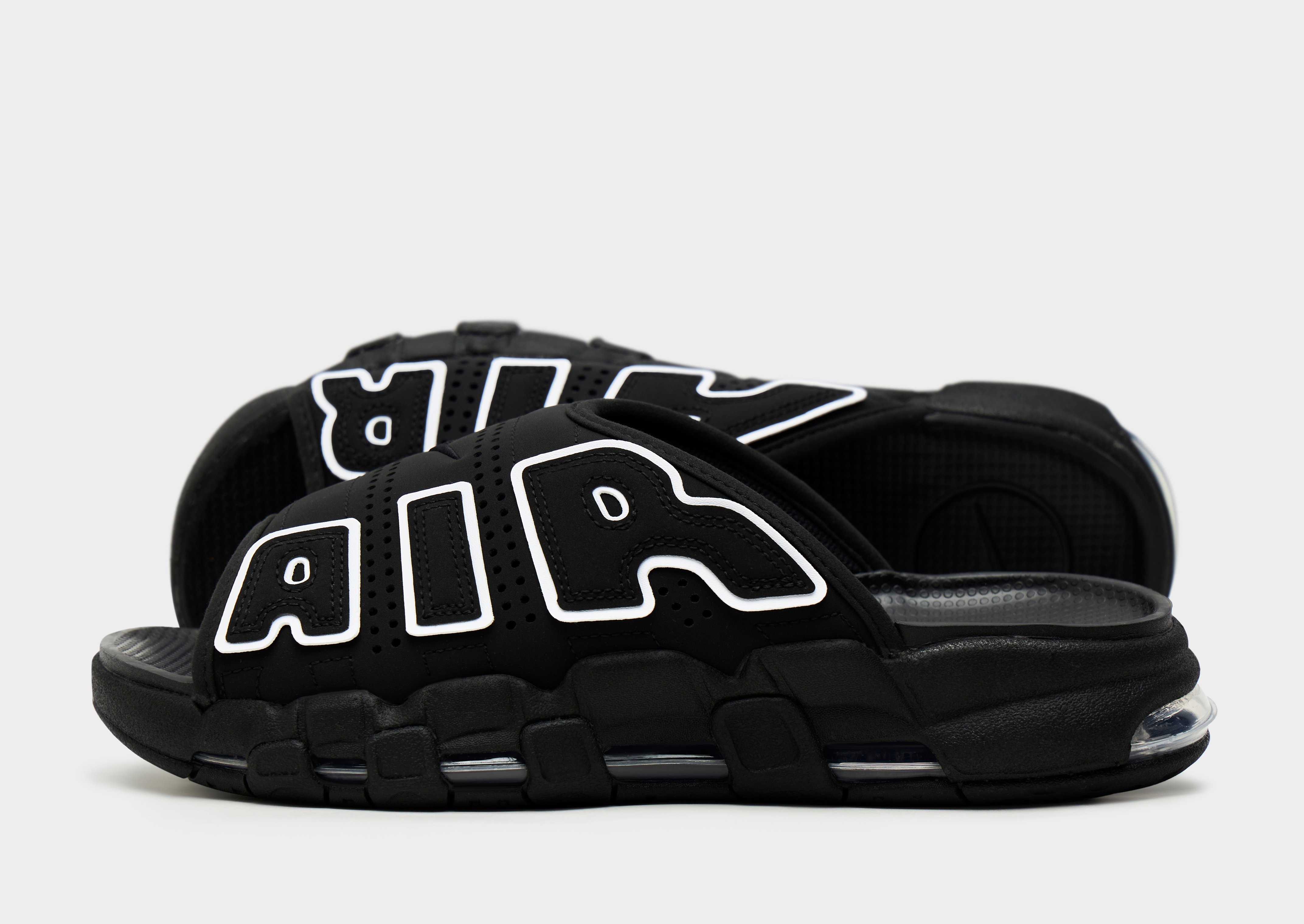 Black Nike Air More Uptempo Slides - JD Sports