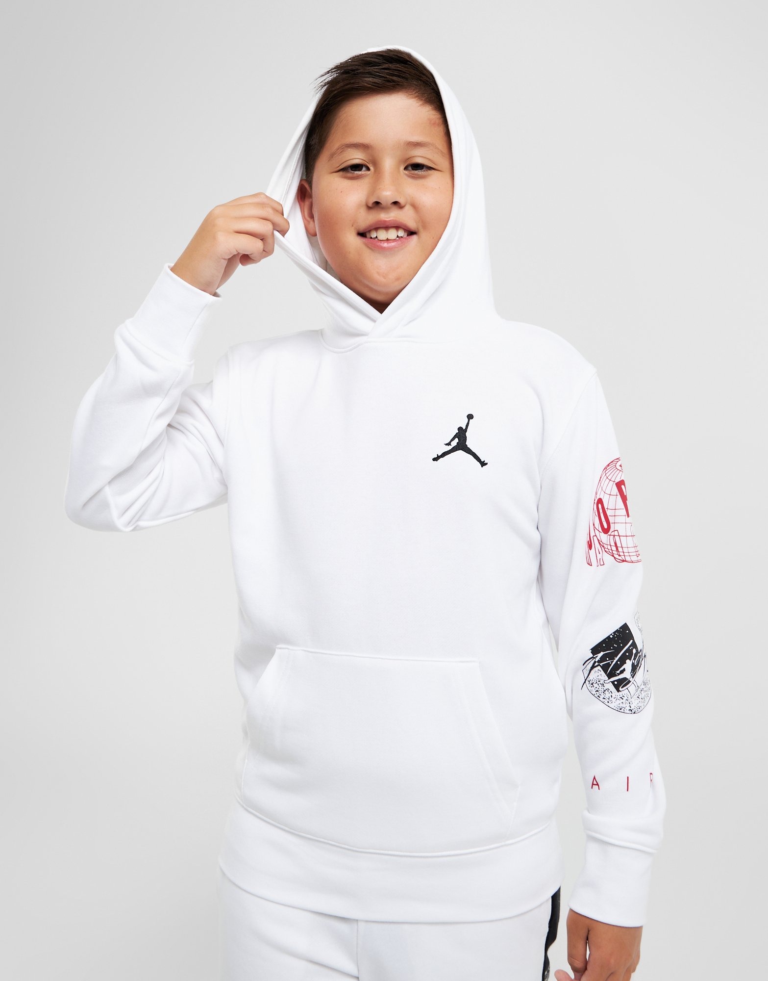 White Jordan Globe Hoodie Junior's - JD Sports