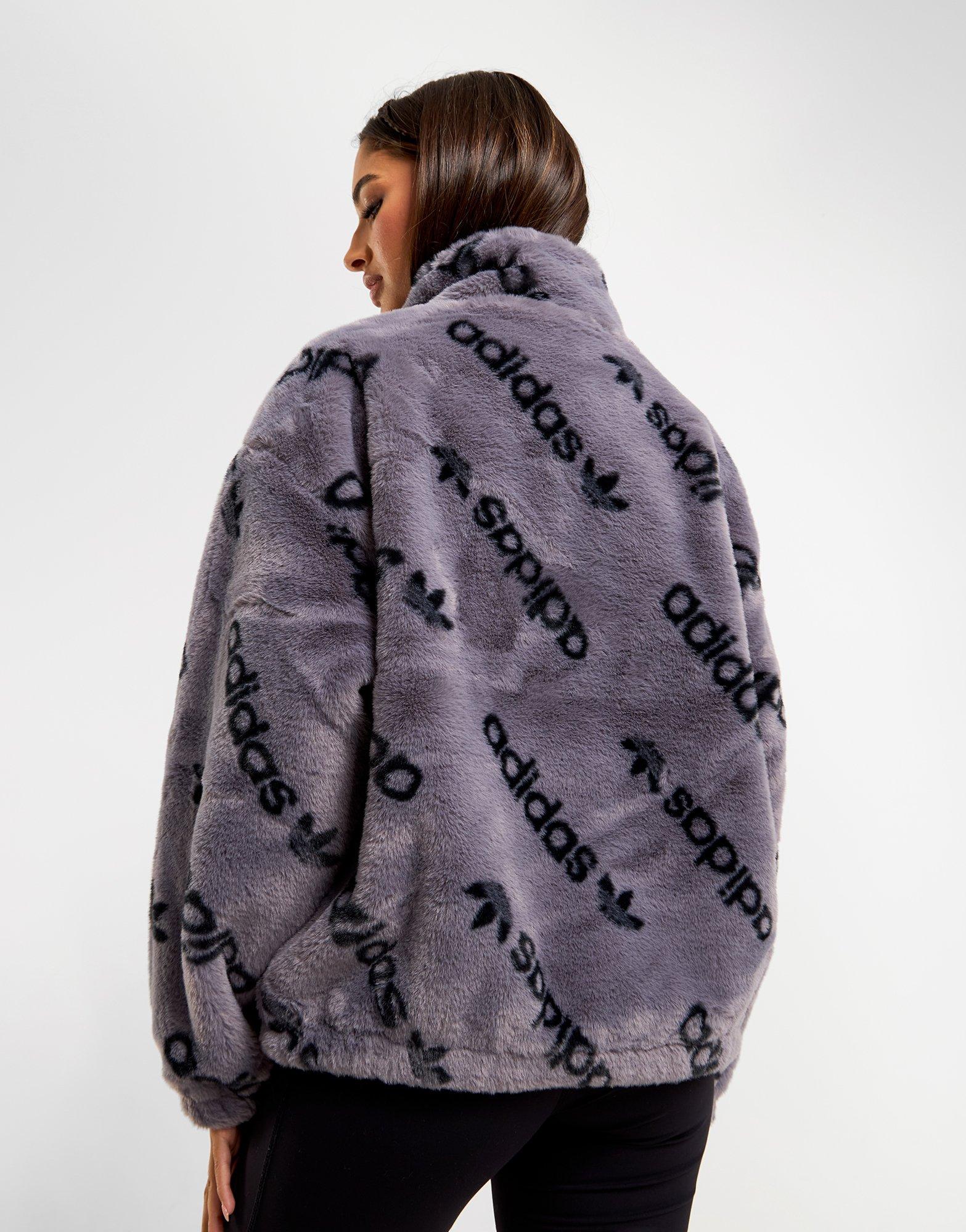 Grey adidas Originals Faux Fur Jacket - JD Sports NZ