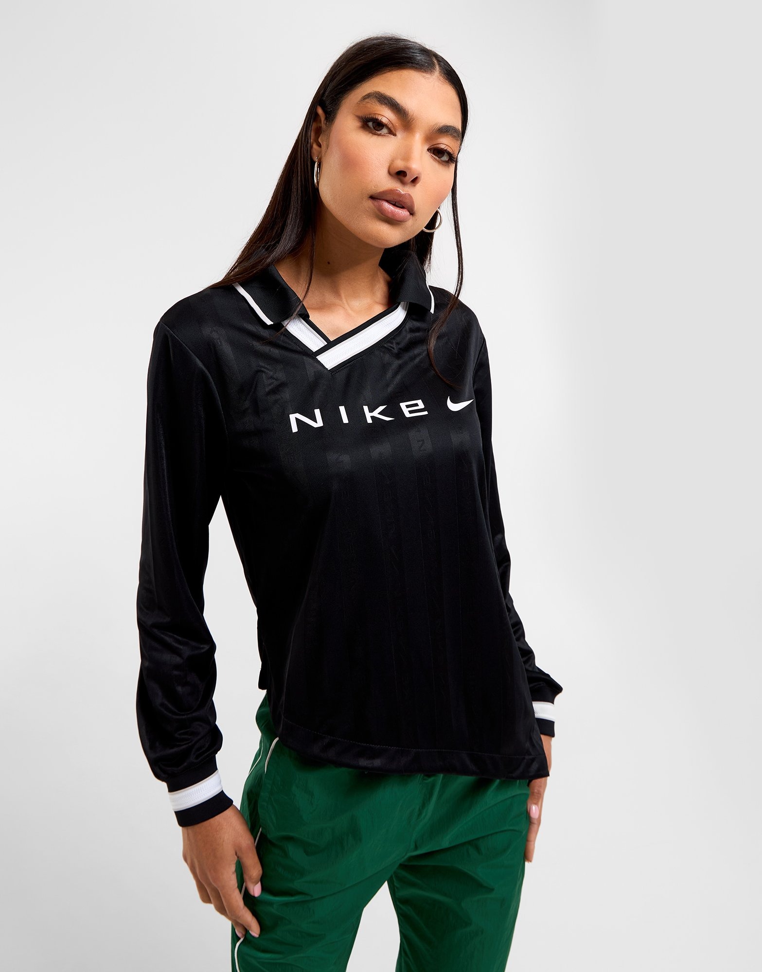 Black Nike Long Sleeve Jacquard Jersey JD Sports