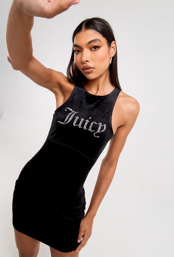 JUICY COUTURE Velour Diamante Fitted Dress