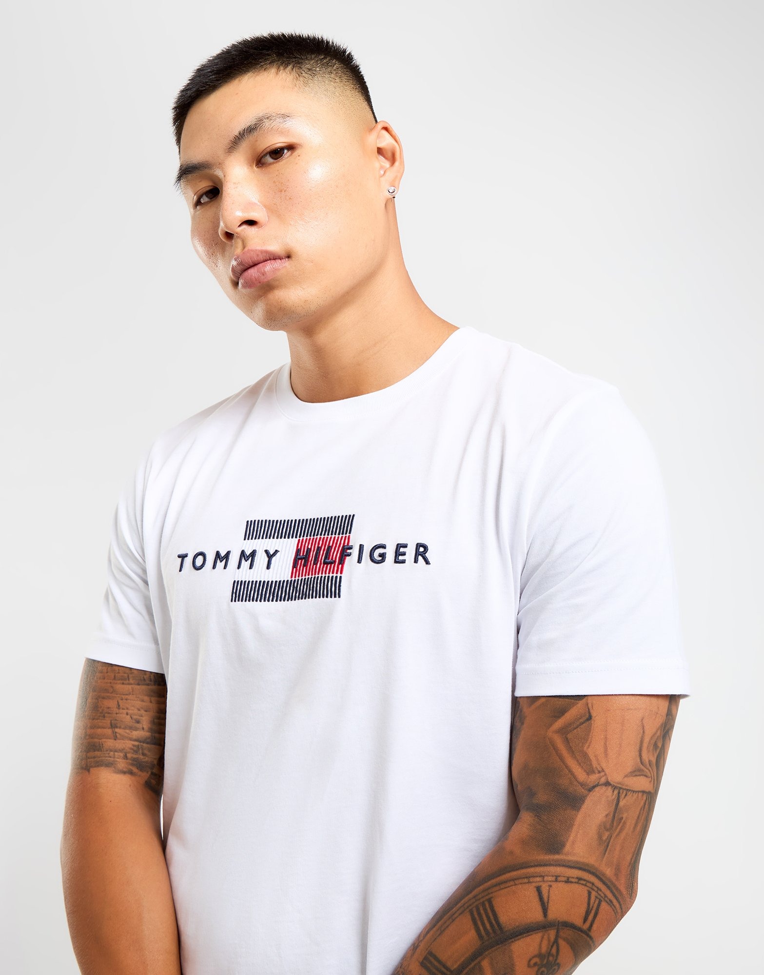 White Tommy Hilfiger Flag T Shirt Jd Sports