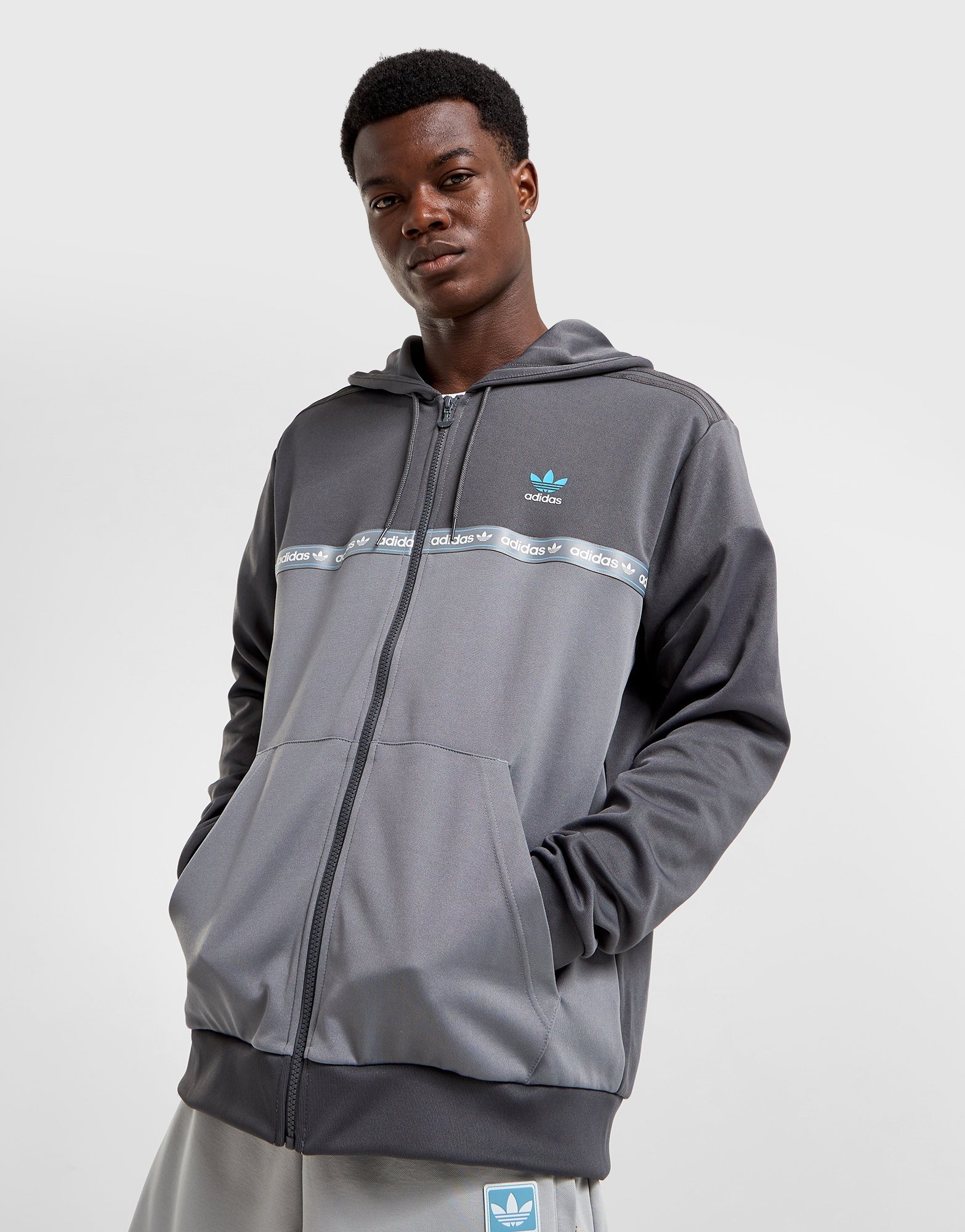 Grey adidas Originals Tape Hoodie JD Sports