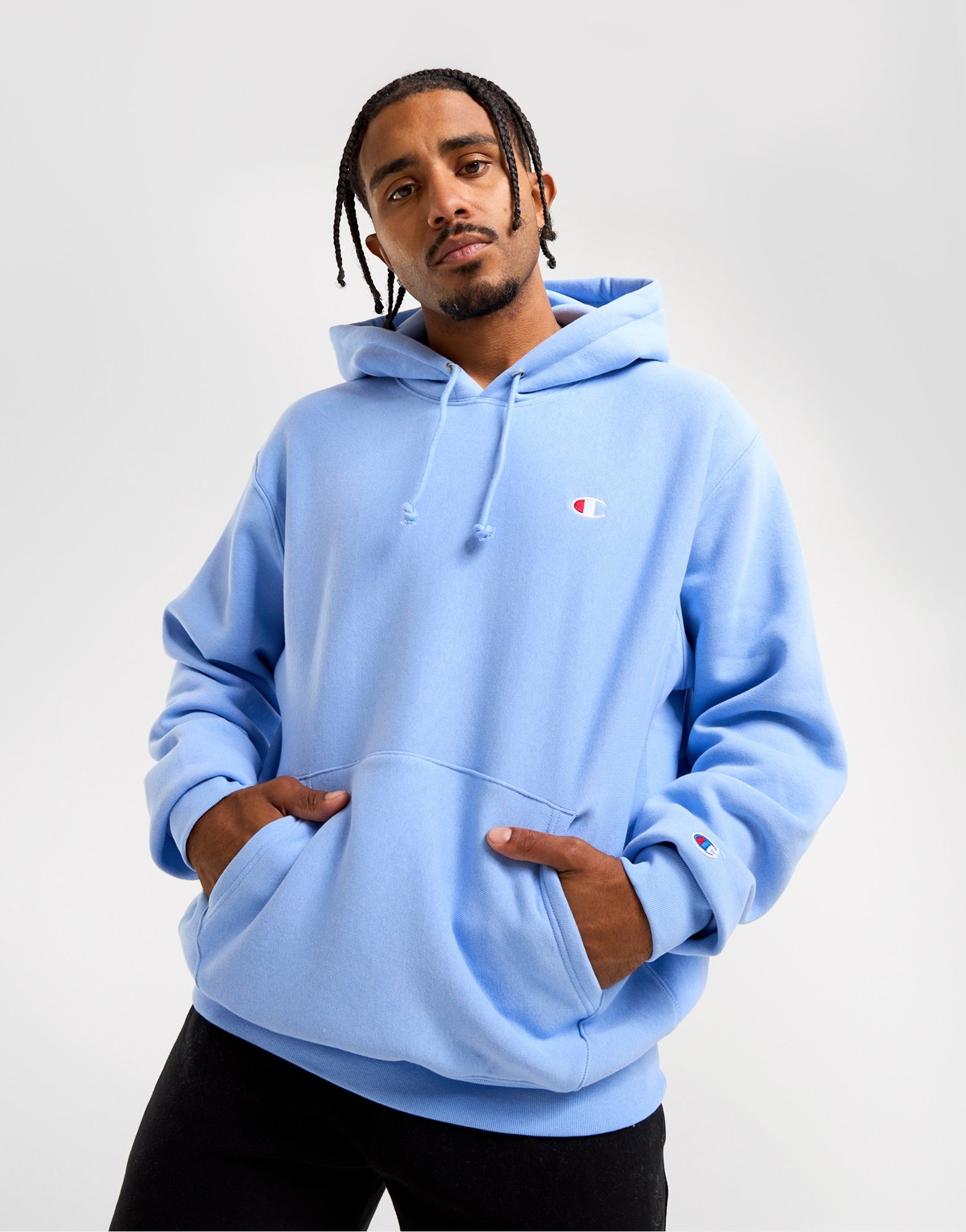 Champion Reverse Weave Hoodie Mens Blue Champion Sweatshirt Blue