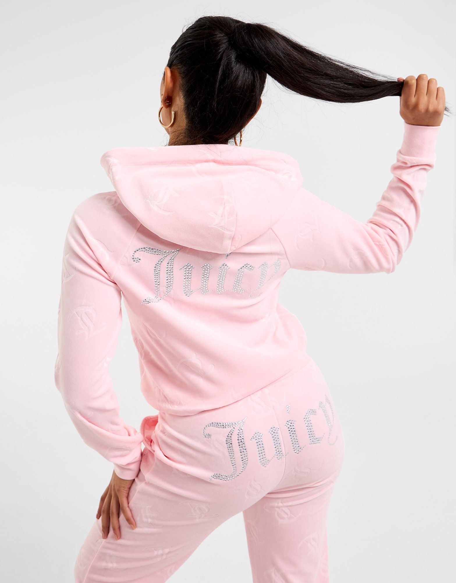 JUICY COUTURE Diamante Velour Full Zip Hoodie