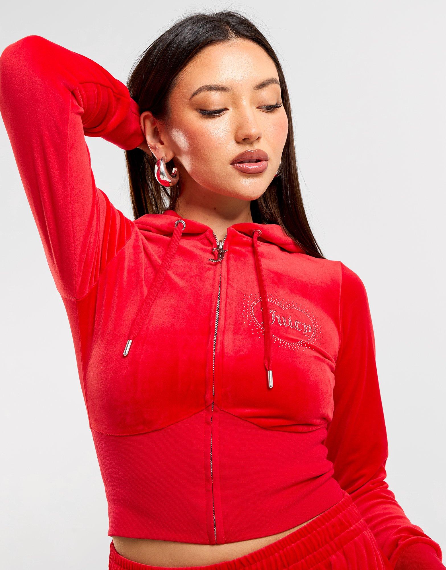 JUICY COUTURE Corset Velour Full Zip Hoodie