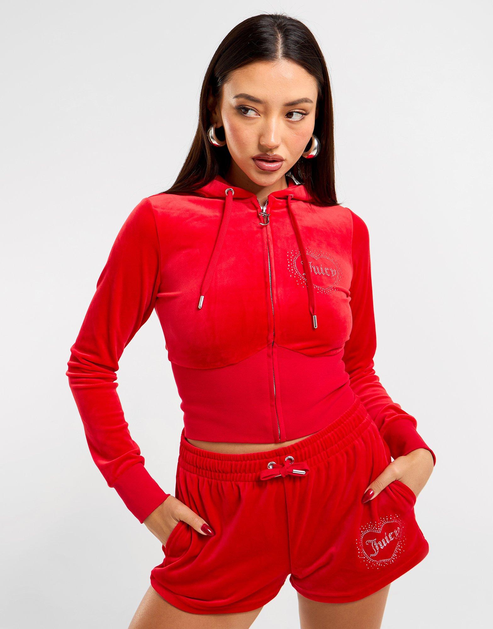 JUICY COUTURE Corset Velour Full Zip Hoodie