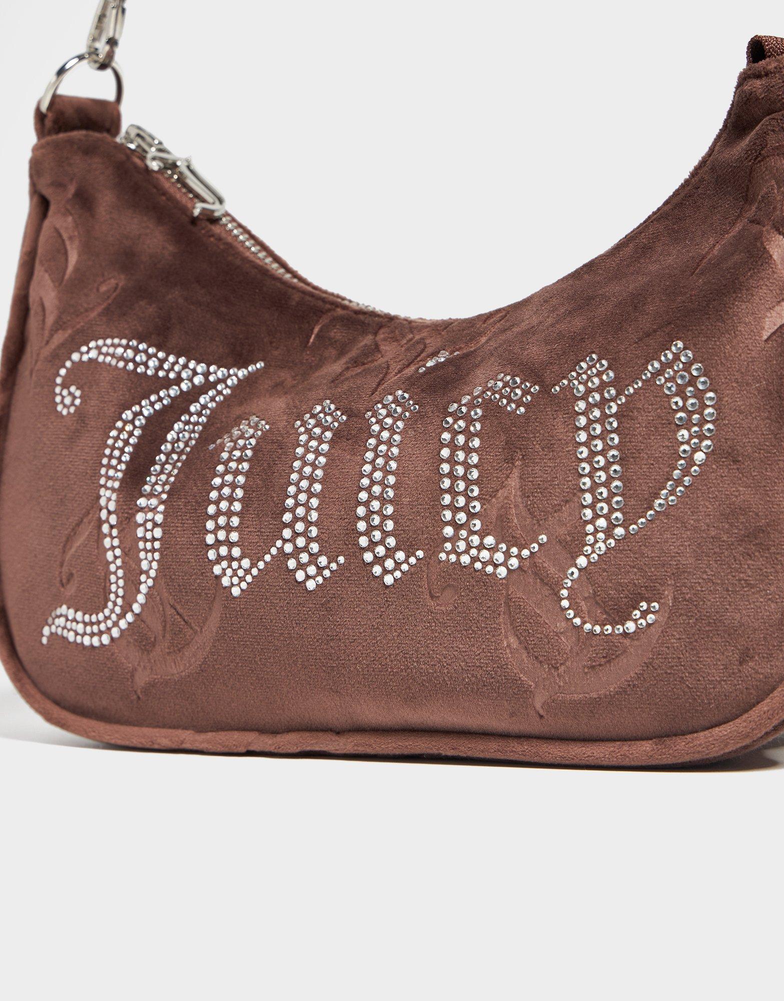お洒落 JUICY COUTURE ベロア Diamanteバッグ Brown Brown JUICY COUTURE Velour Diamante Shoulder Bag - JD Sports