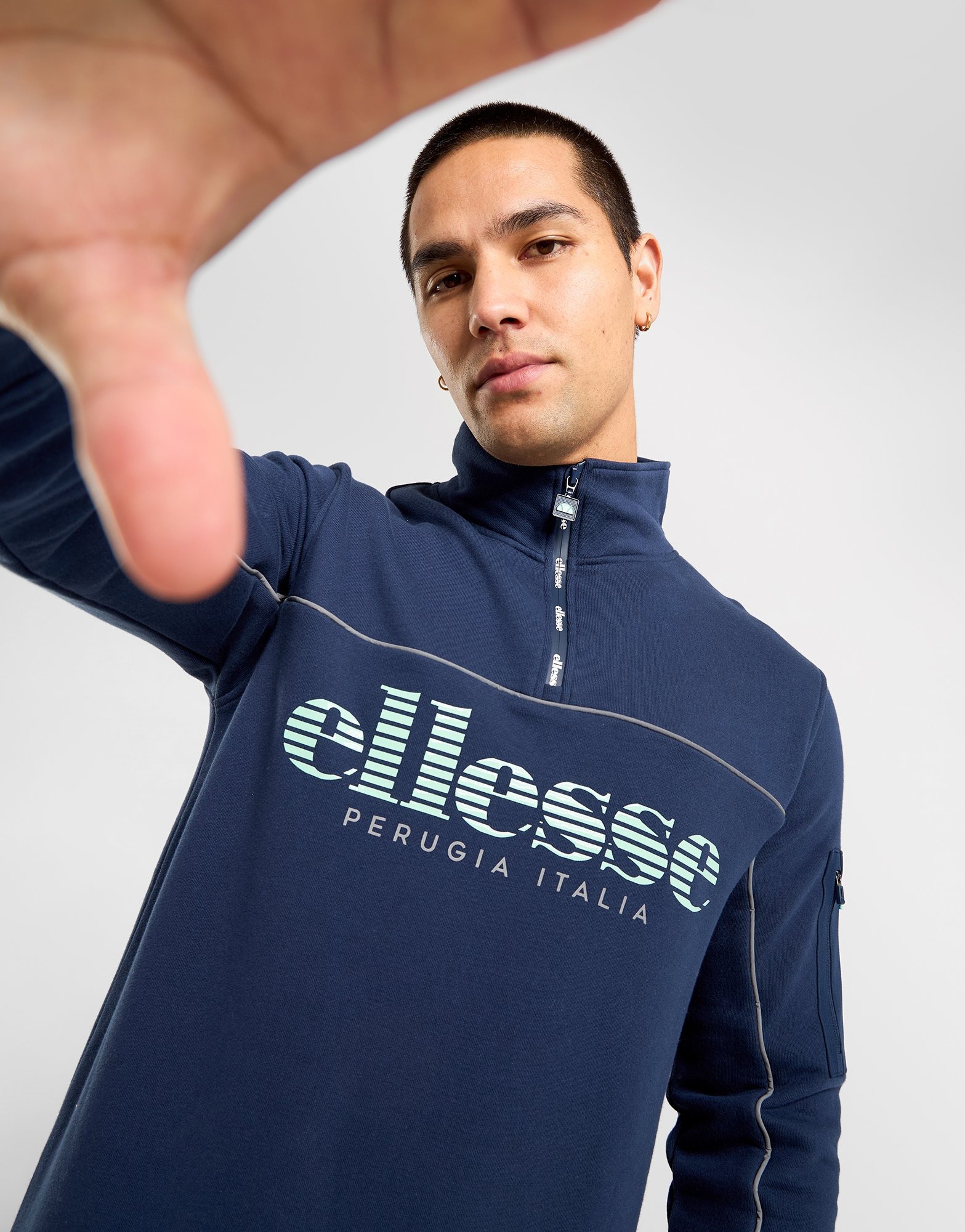 90'sエレッセellesseブルドッグLサイズ青ブルー ハーフジップ中綿プルオ 90'sエレッセellesseブルドッグLサイズ青ブルー ハーフジップ中綿