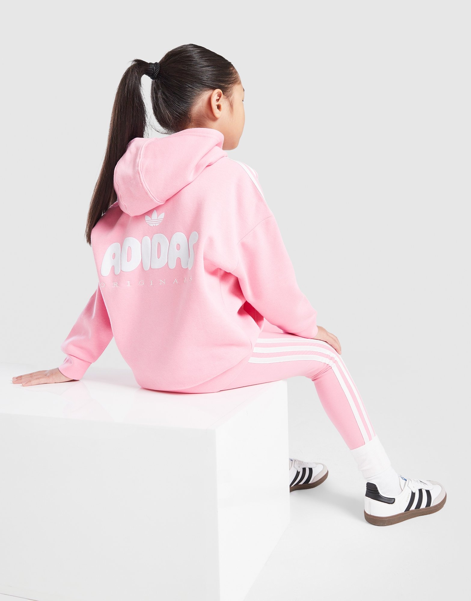 Pink adidas Originals Bubble Hoodie Tracksuit Set Children's JD