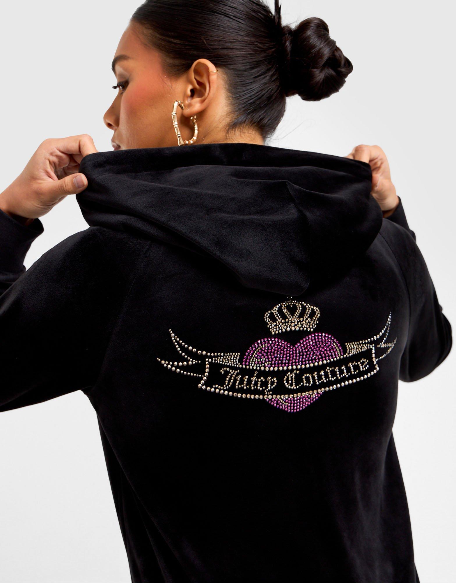 JUICY COUTURE Heart Velour Full Zip Hoodie