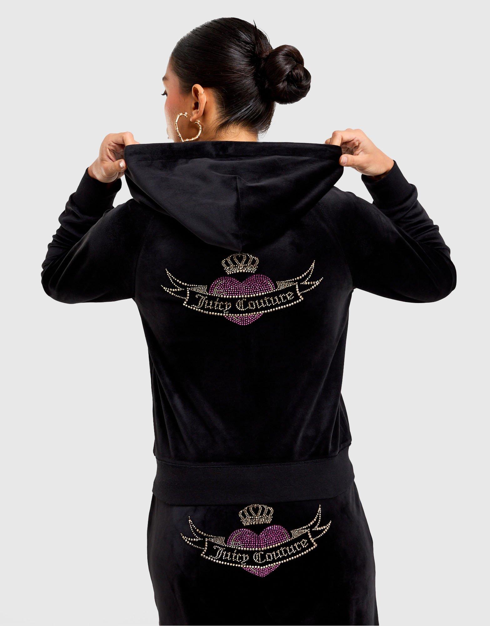 JUICY COUTURE Heart Velour Full Zip Hoodie