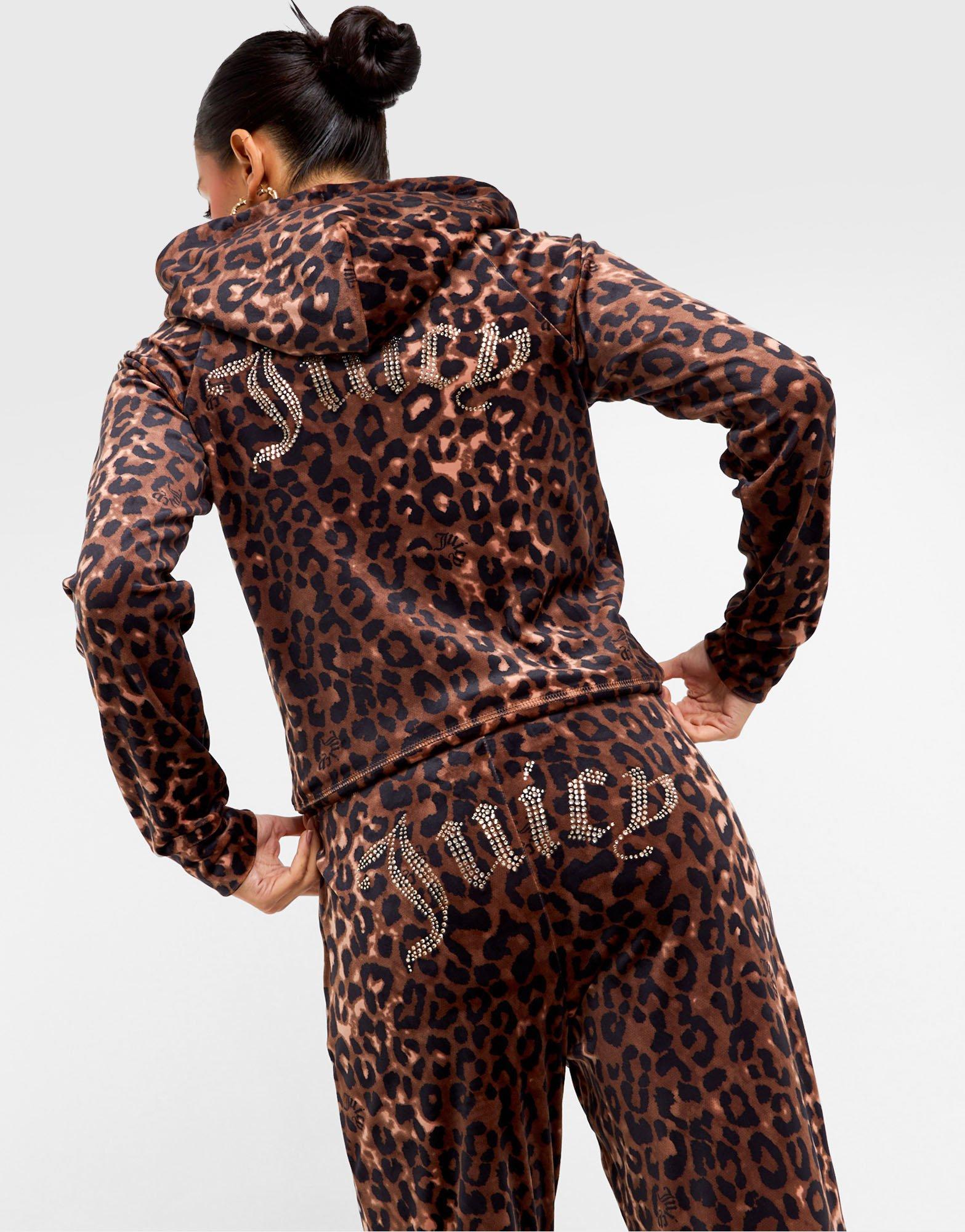 JUICY COUTURE Leopard Velour Diamante Joggers