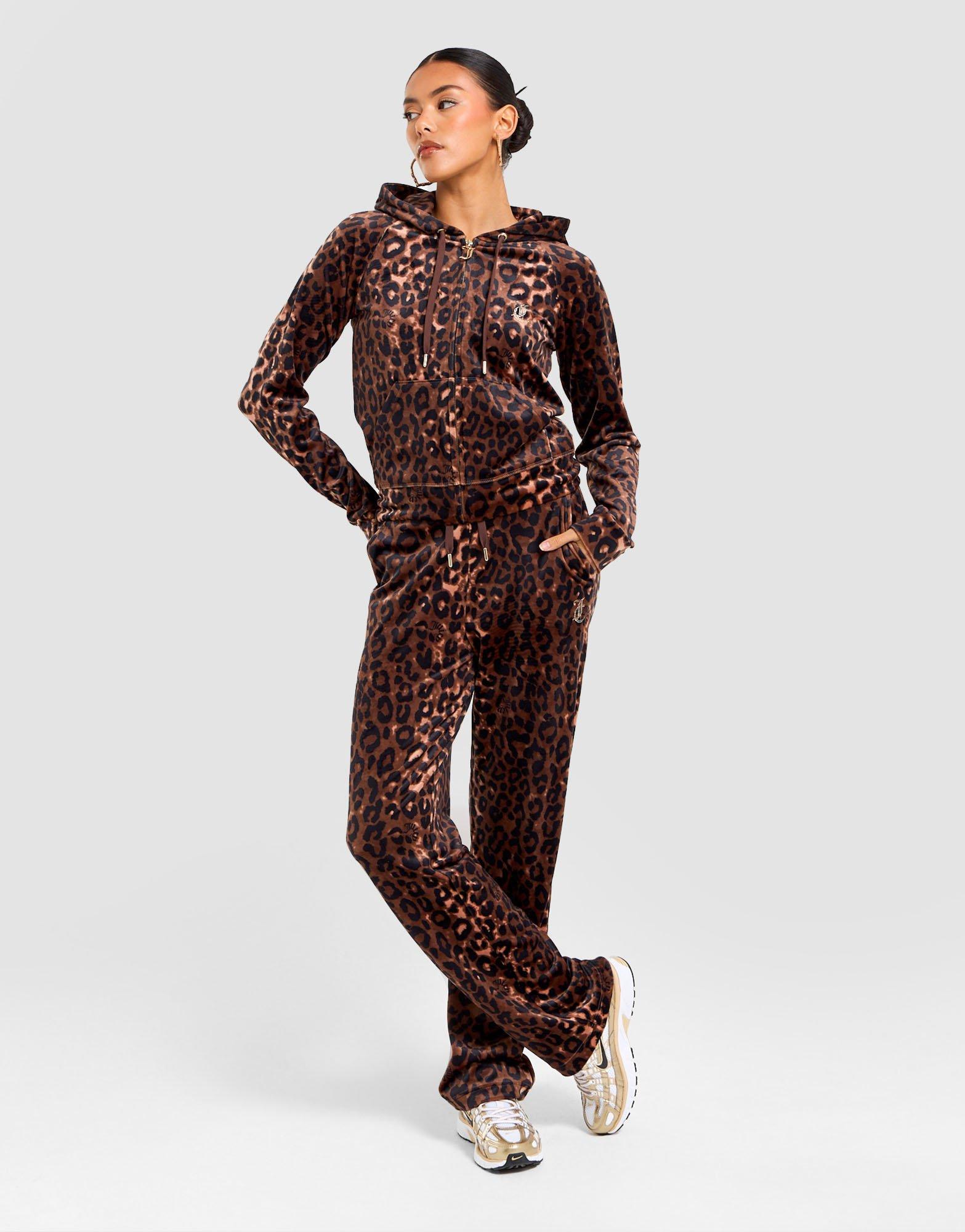 JUICY COUTURE Leopard Velour Diamante Joggers