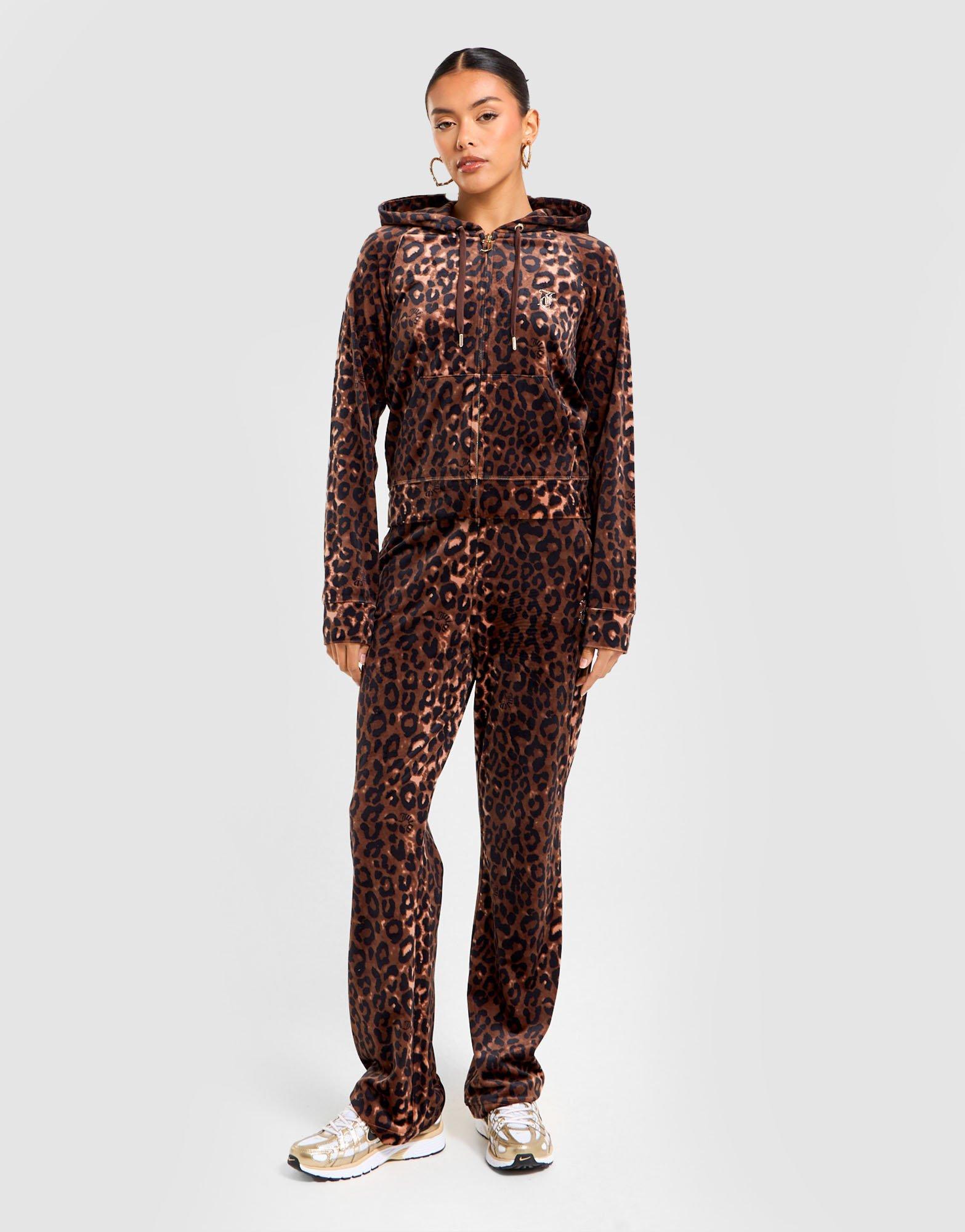 JUICY COUTURE Leopard Velour Diamante Full Zip Hoodie