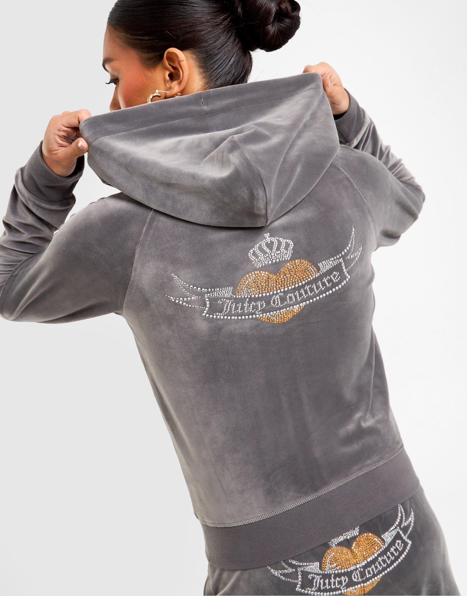 JUICY COUTURE Heart Velour Full Zip Hoodie