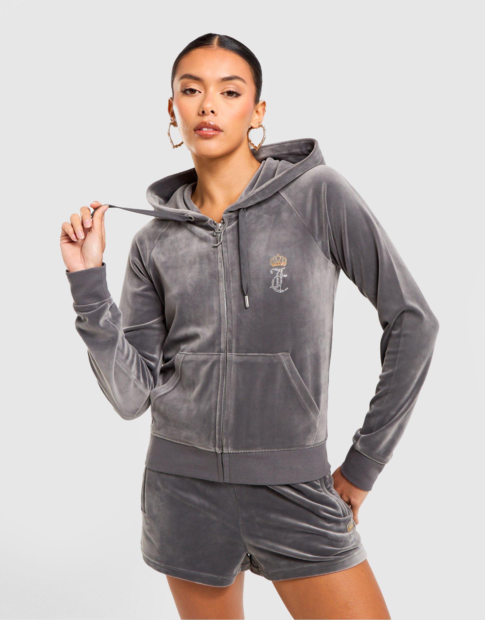 JUICY COUTURE Heart Velour Full Zip Hoodie