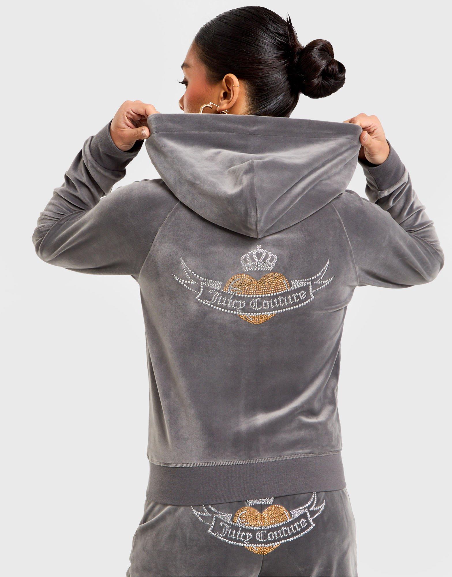 JUICY COUTURE Heart Velour Full Zip Hoodie