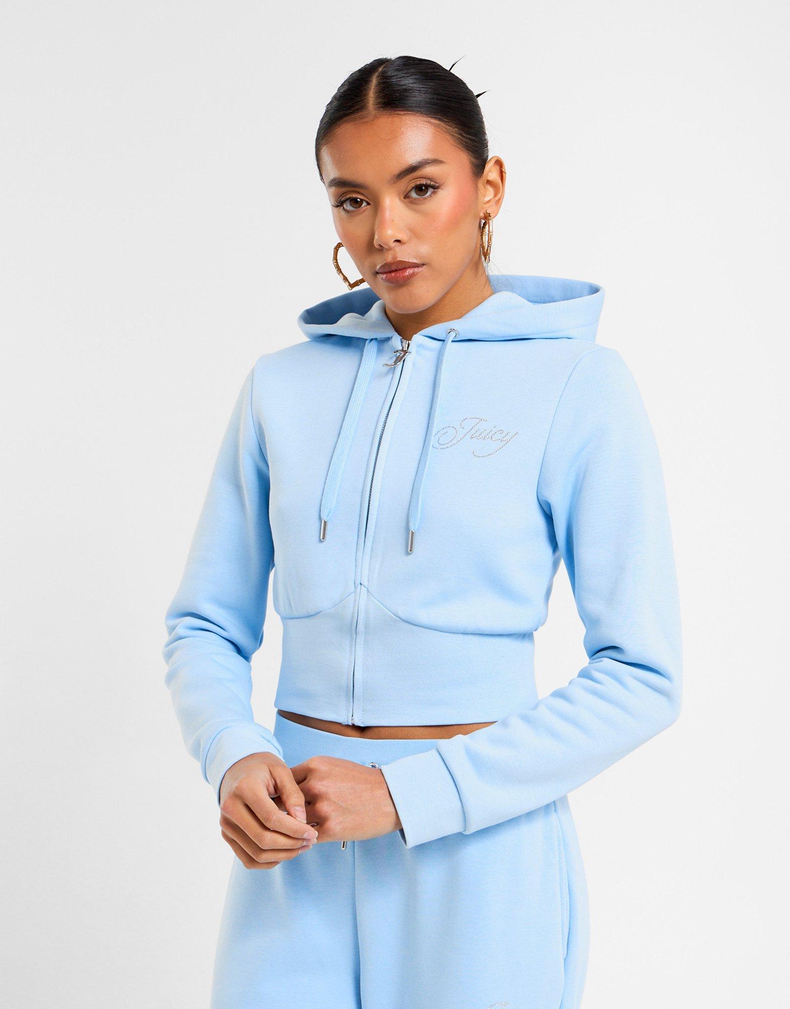 JUICY COUTURE Script Velour Crop Hoodie