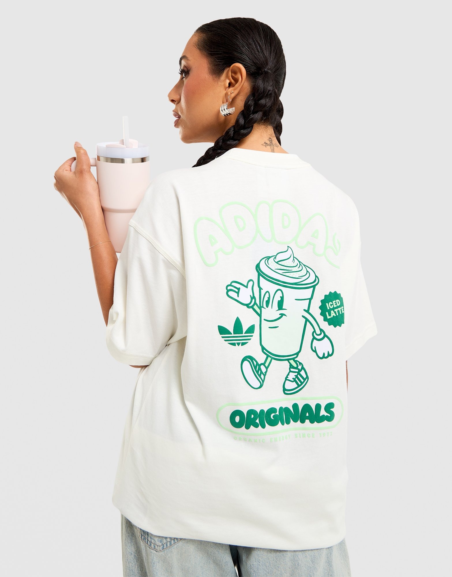 White adidas Originals Latte Oversized T-Shirt - JD Sports NZ 