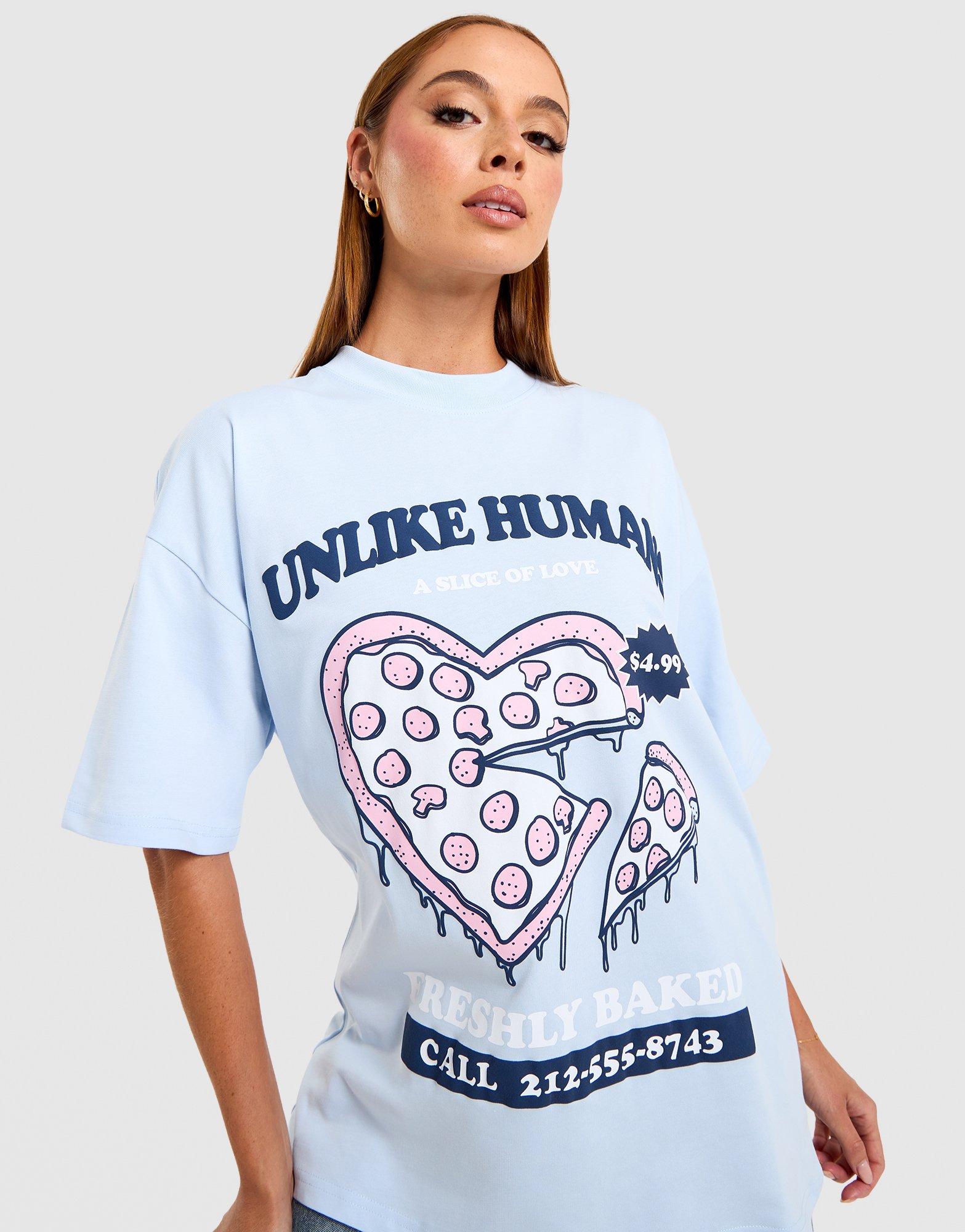 Unlike Humans Pizza Graphic Oversized T-Shirt