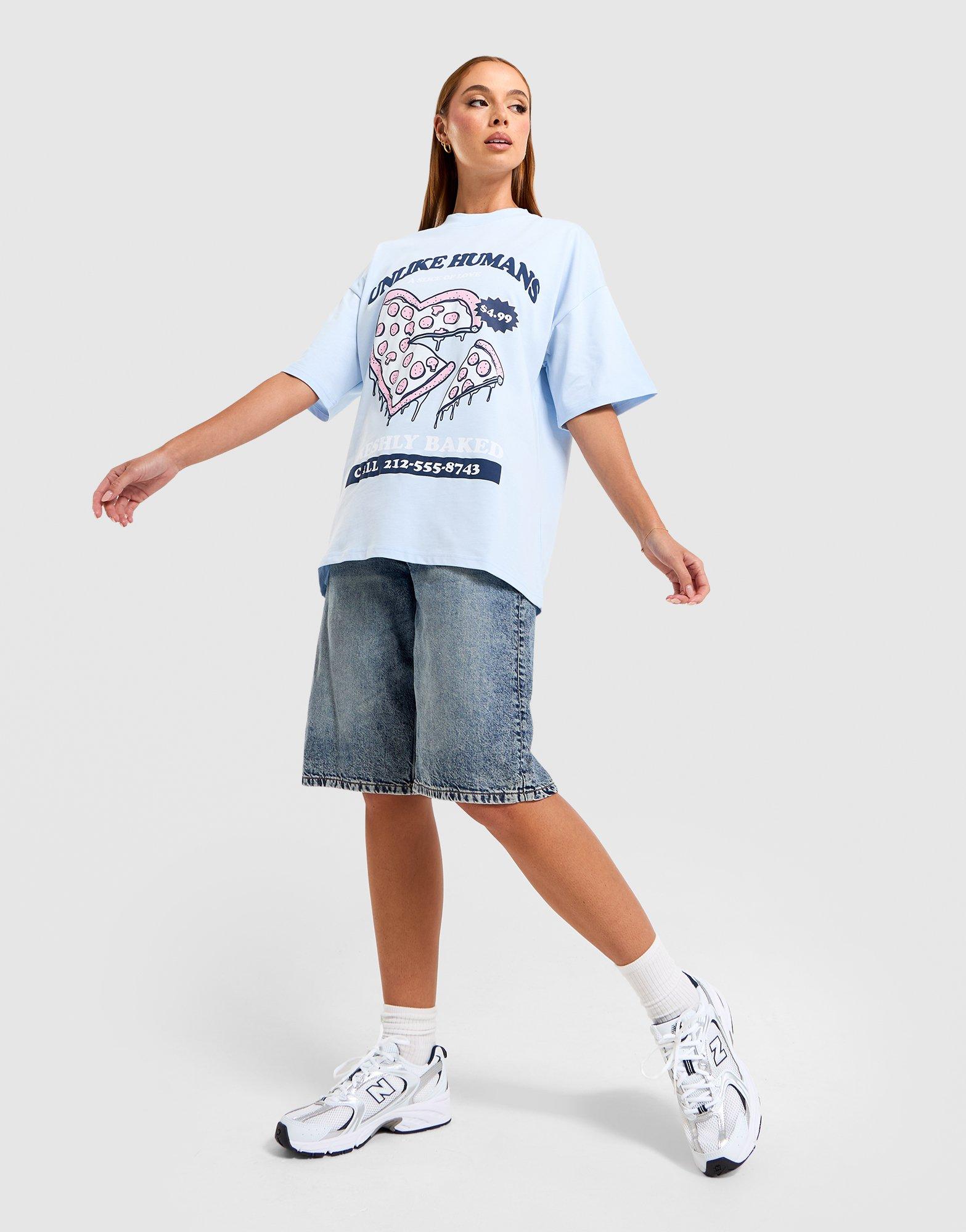 Unlike Humans Pizza Graphic Oversized T-Shirt