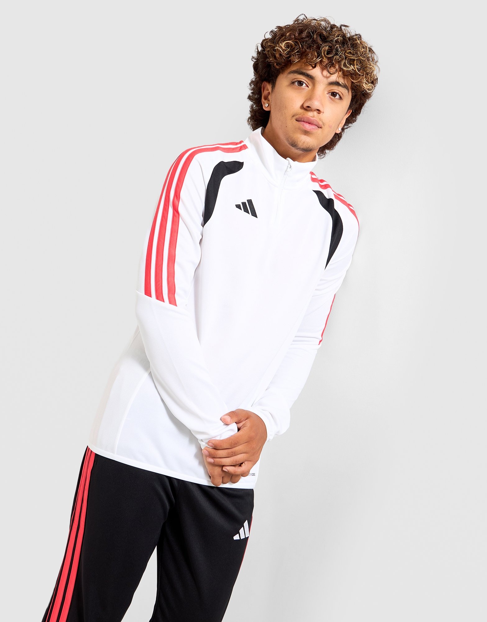 White adidas Tiro 1/4 Zip Track Top Junior's - JD Sports Australia