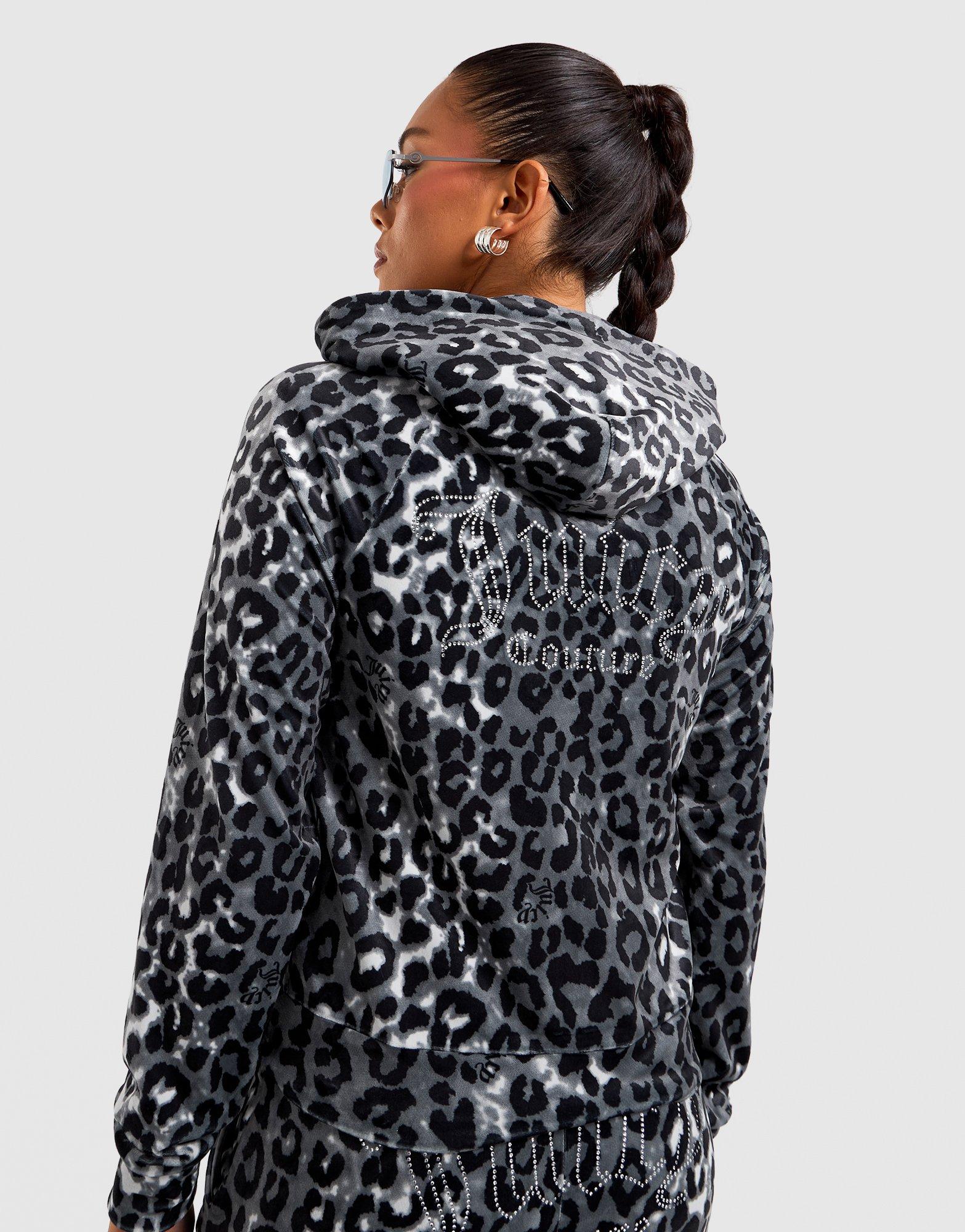 JUICY COUTURE Madi Leo All-Over Print Velour Hoodie