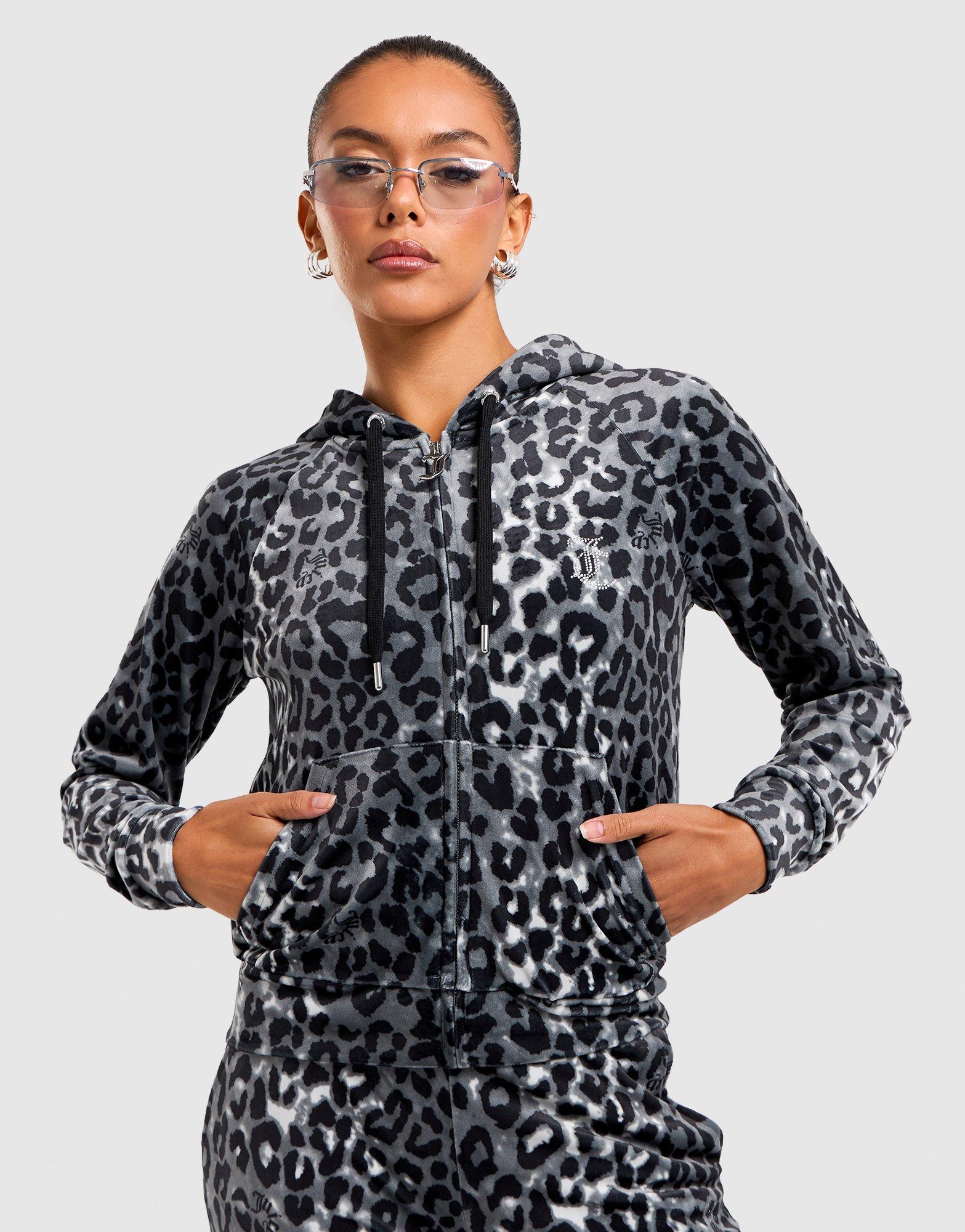 JUICY COUTURE Madi Leo All-Over Print Velour Hoodie