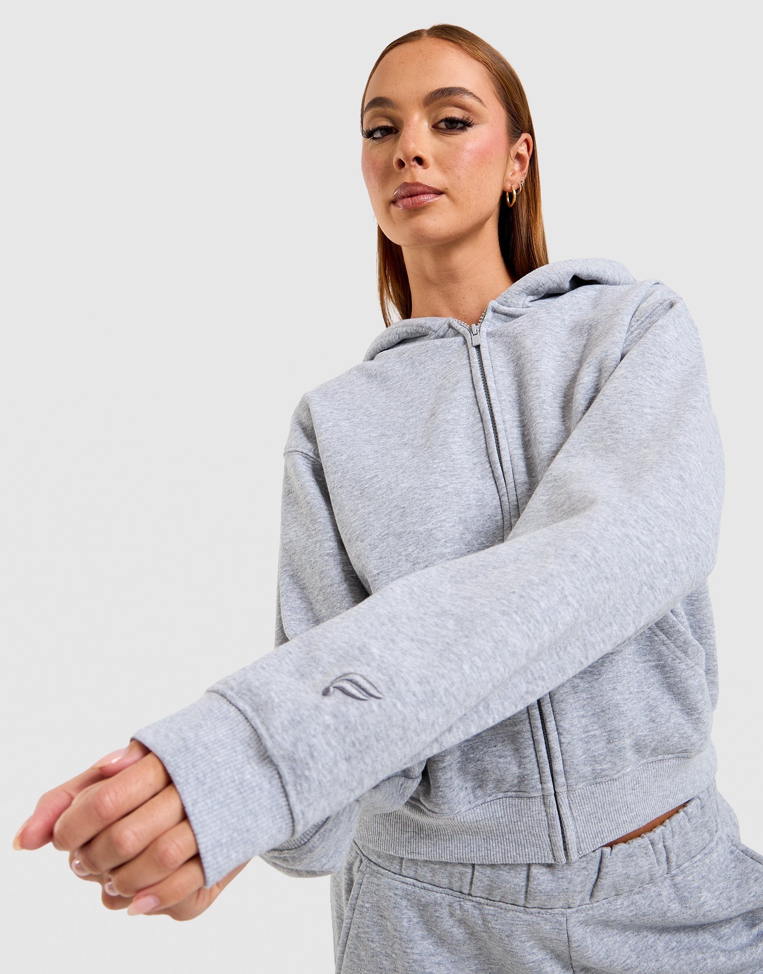 Grey FABLETICS Cozy Fleece Full-Zip Hoodie - JD Sports Australia