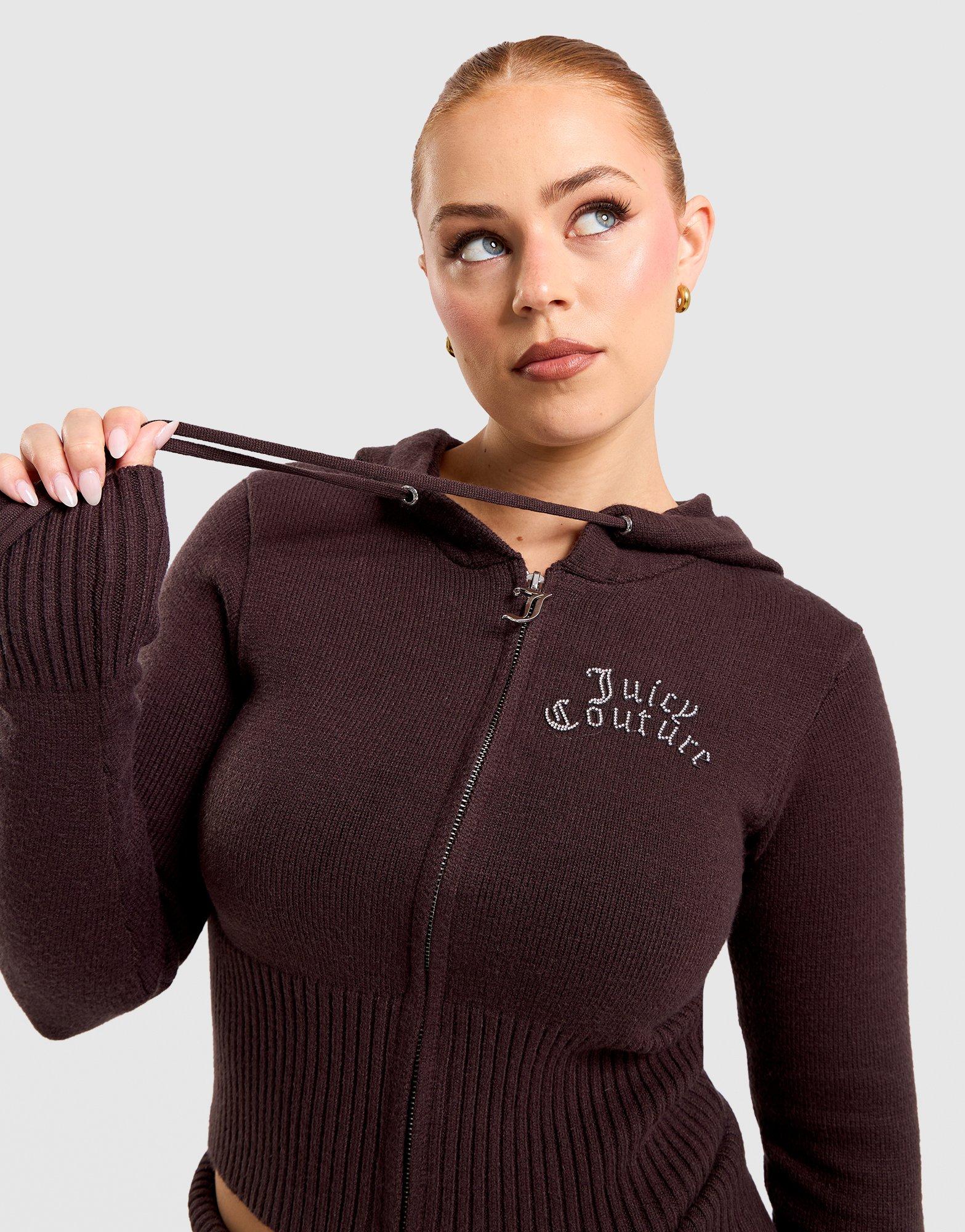 JUICY COUTURE Corset Knit Full-Zip Hoodie