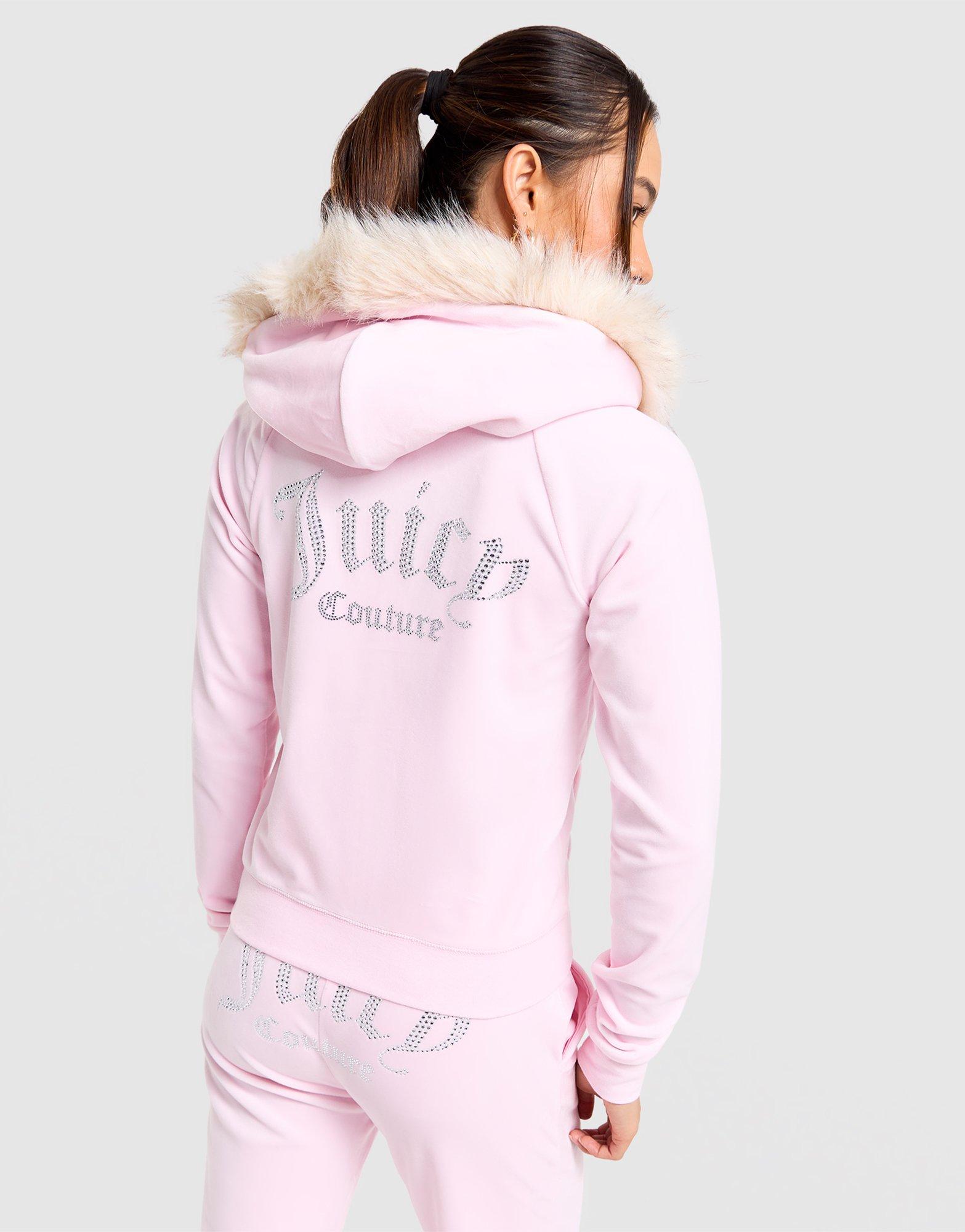 JUICY COUTURE Full-Zip Fur Velour Hoodie