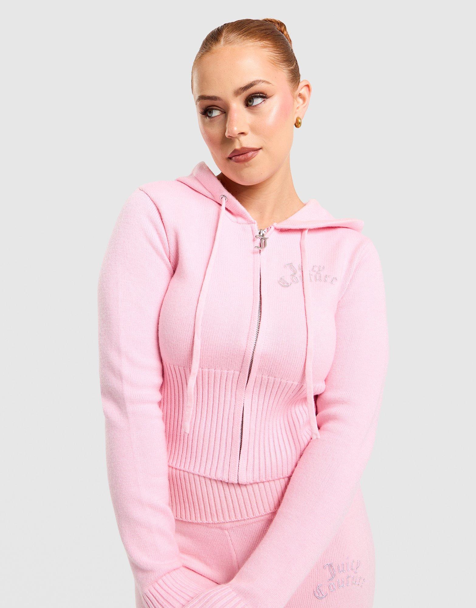 JUICY COUTURE Corset Knit Full-Zip Hoodie