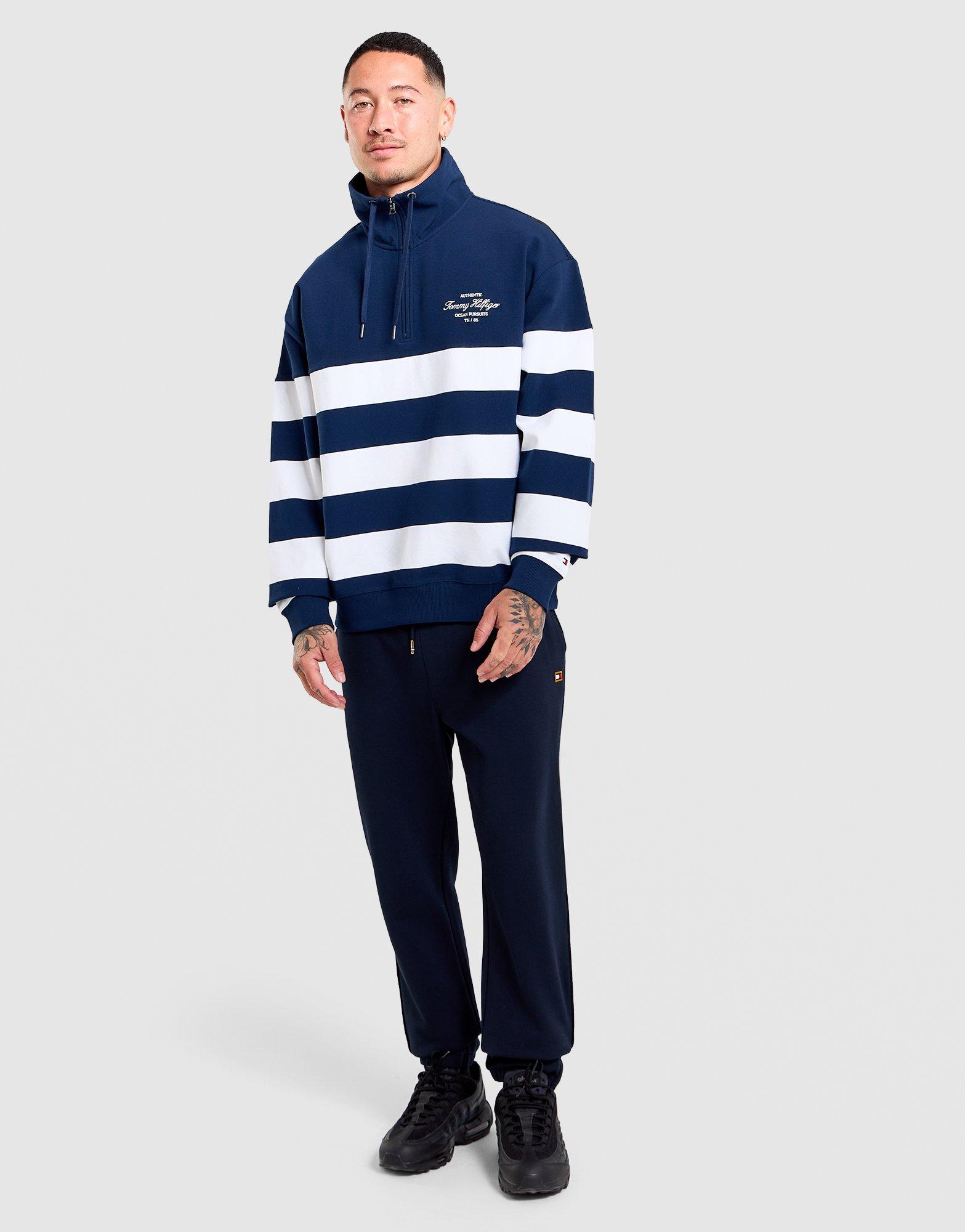 Tommy Hilfiger 1/4 Zip Mock Neck Stripe Sweatshirt