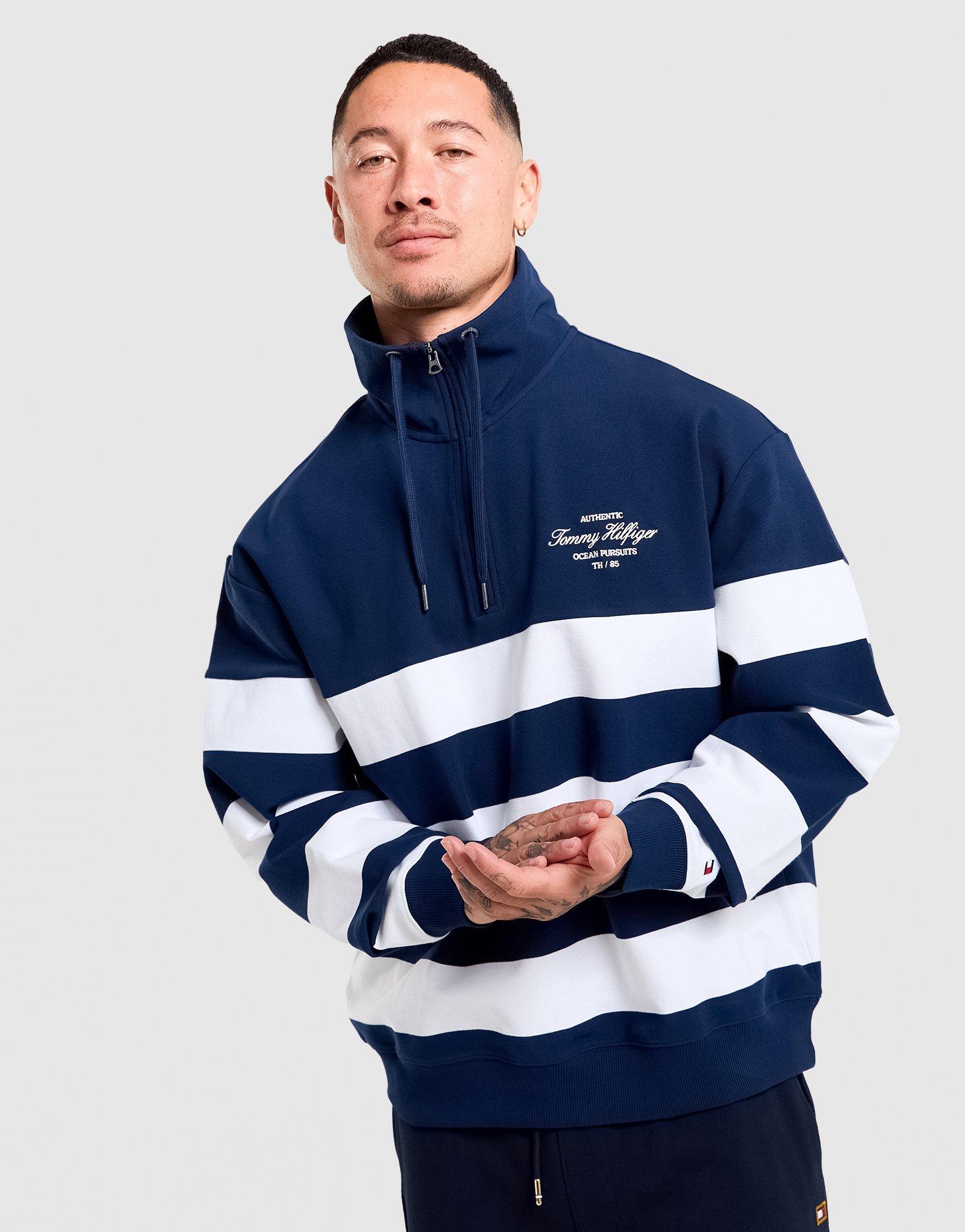 Tommy Hilfiger 1/4 Zip Mock Neck Stripe Sweatshirt