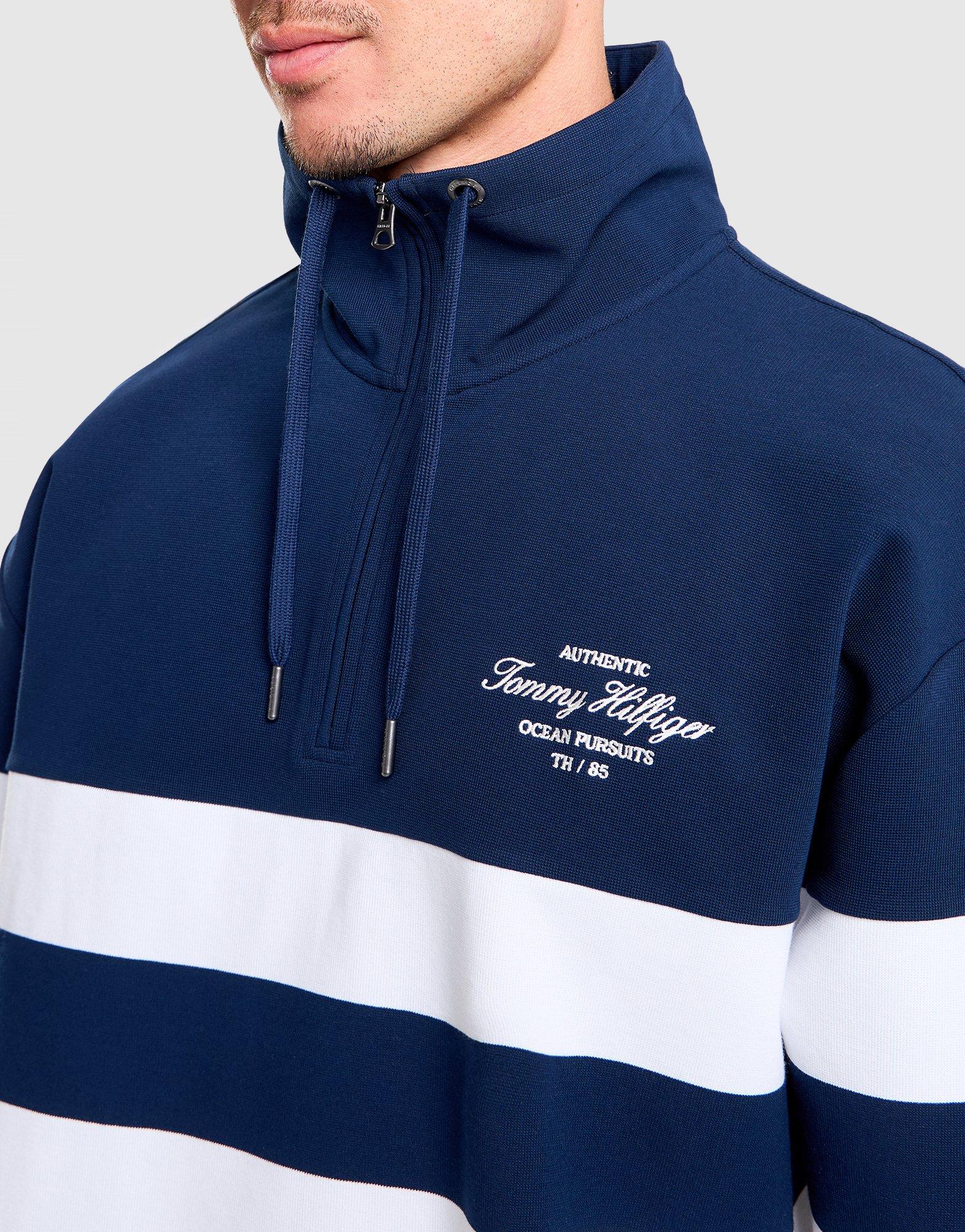 Tommy Hilfiger 1/4 Zip Mock Neck Stripe Sweatshirt