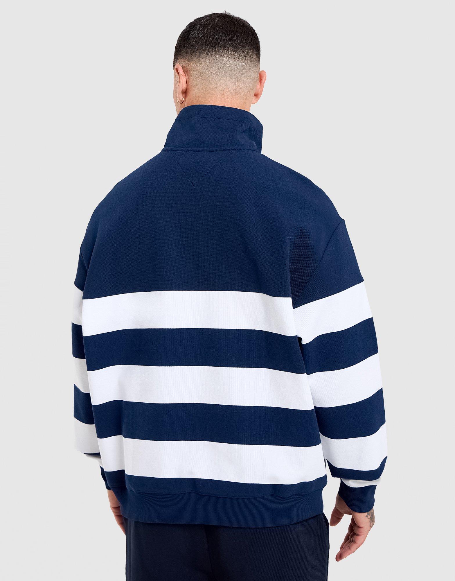 Tommy Hilfiger 1/4 Zip Mock Neck Stripe Sweatshirt