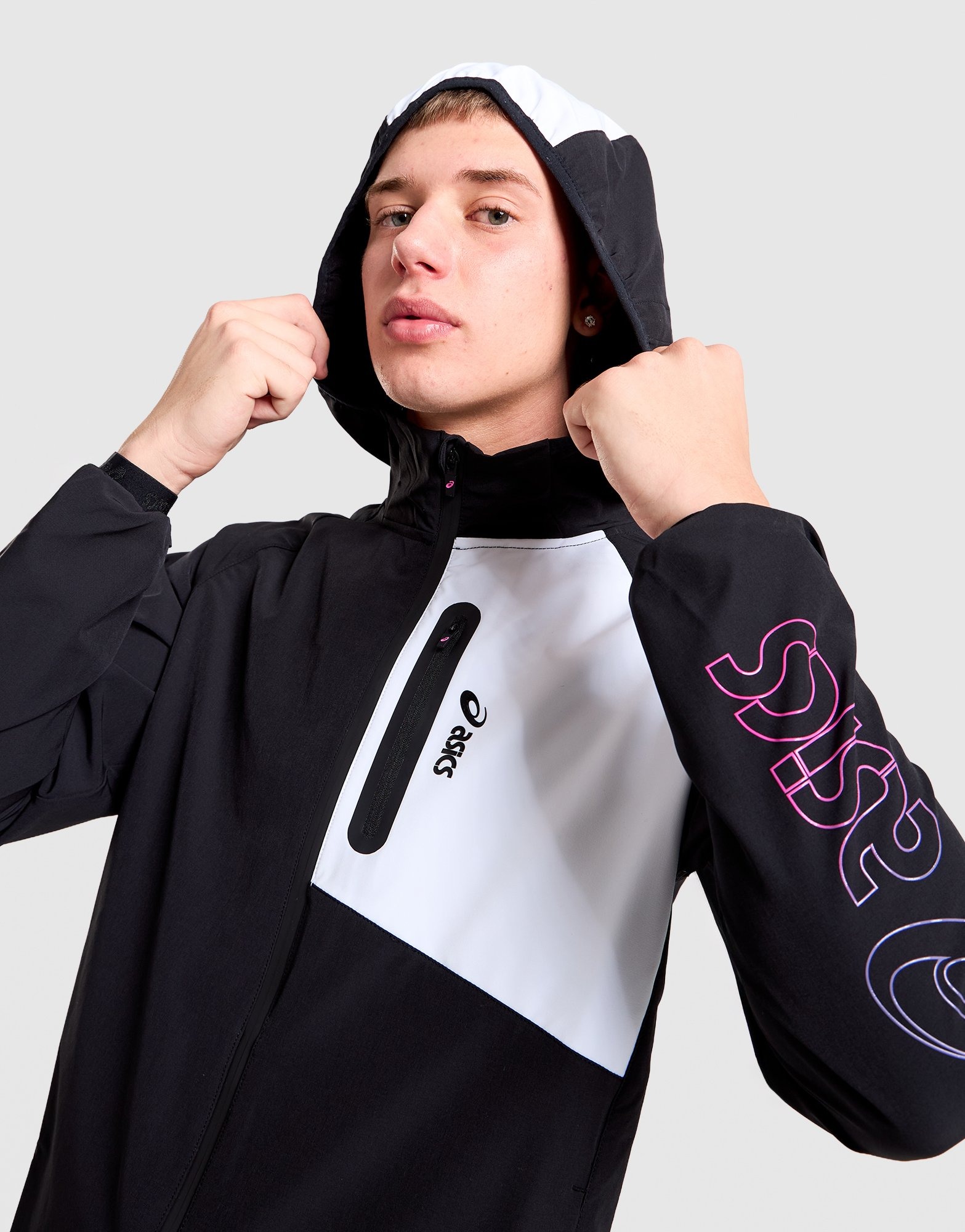Black ASICS Woven Full Zip Hooded Jacket - JD Sports NZ
