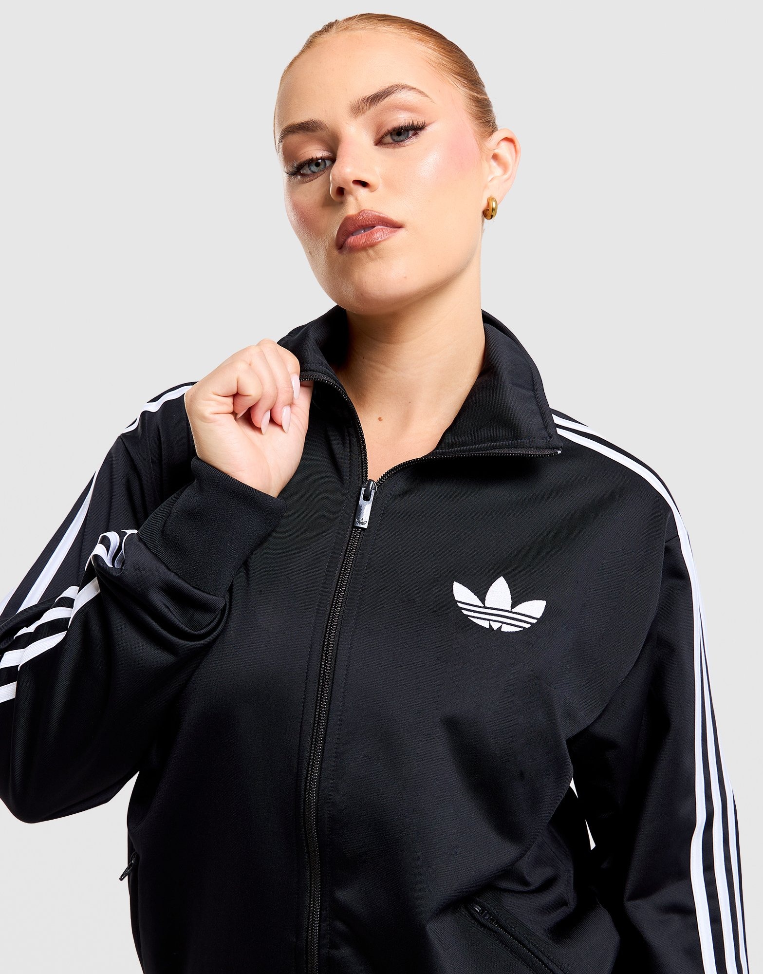 Black adidas Originals Firebird Oversized Full-Zip Track Top - JD