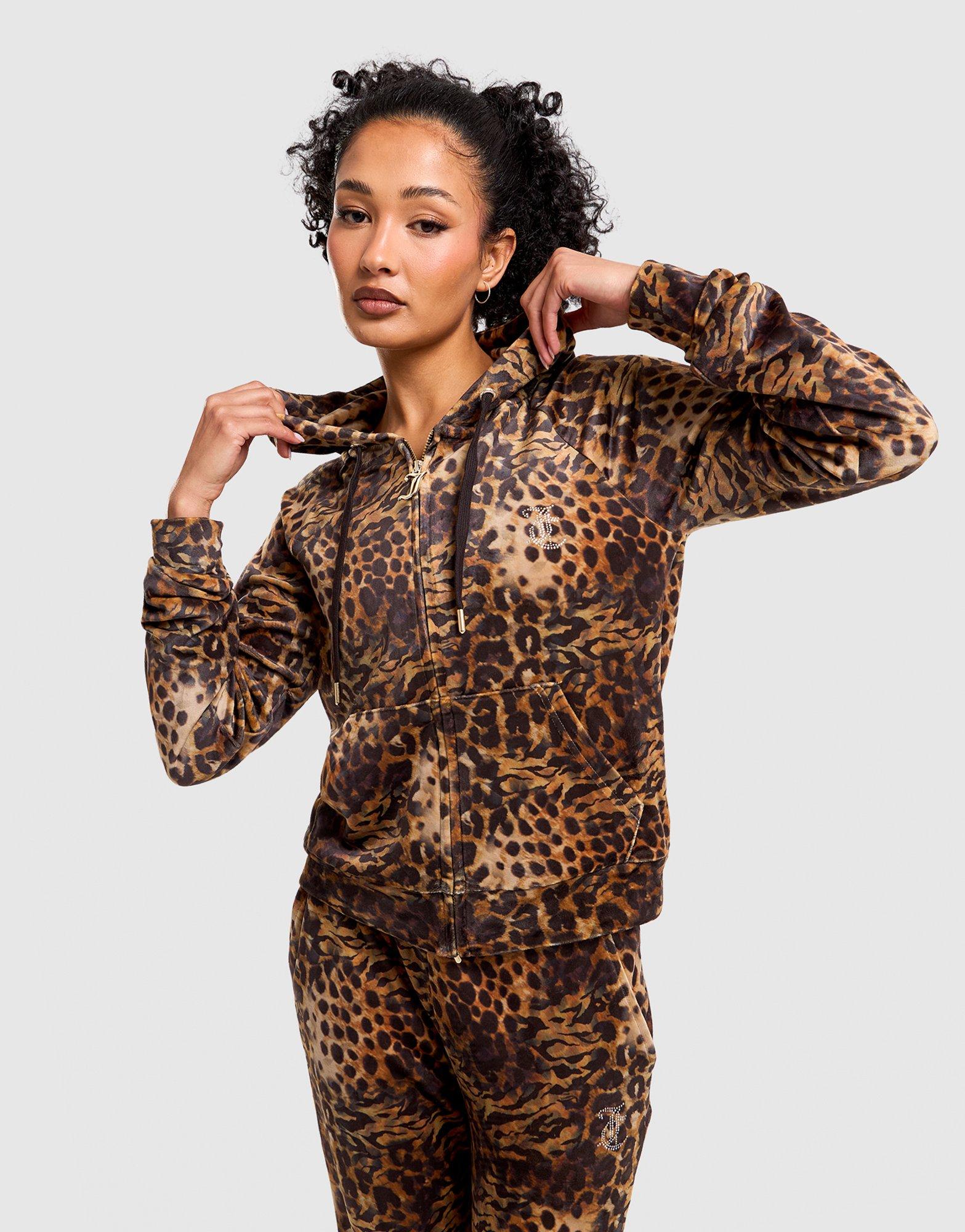 Multi JUICY COUTURE Velour Leopard Full-Zip Hoodie - JD Sports