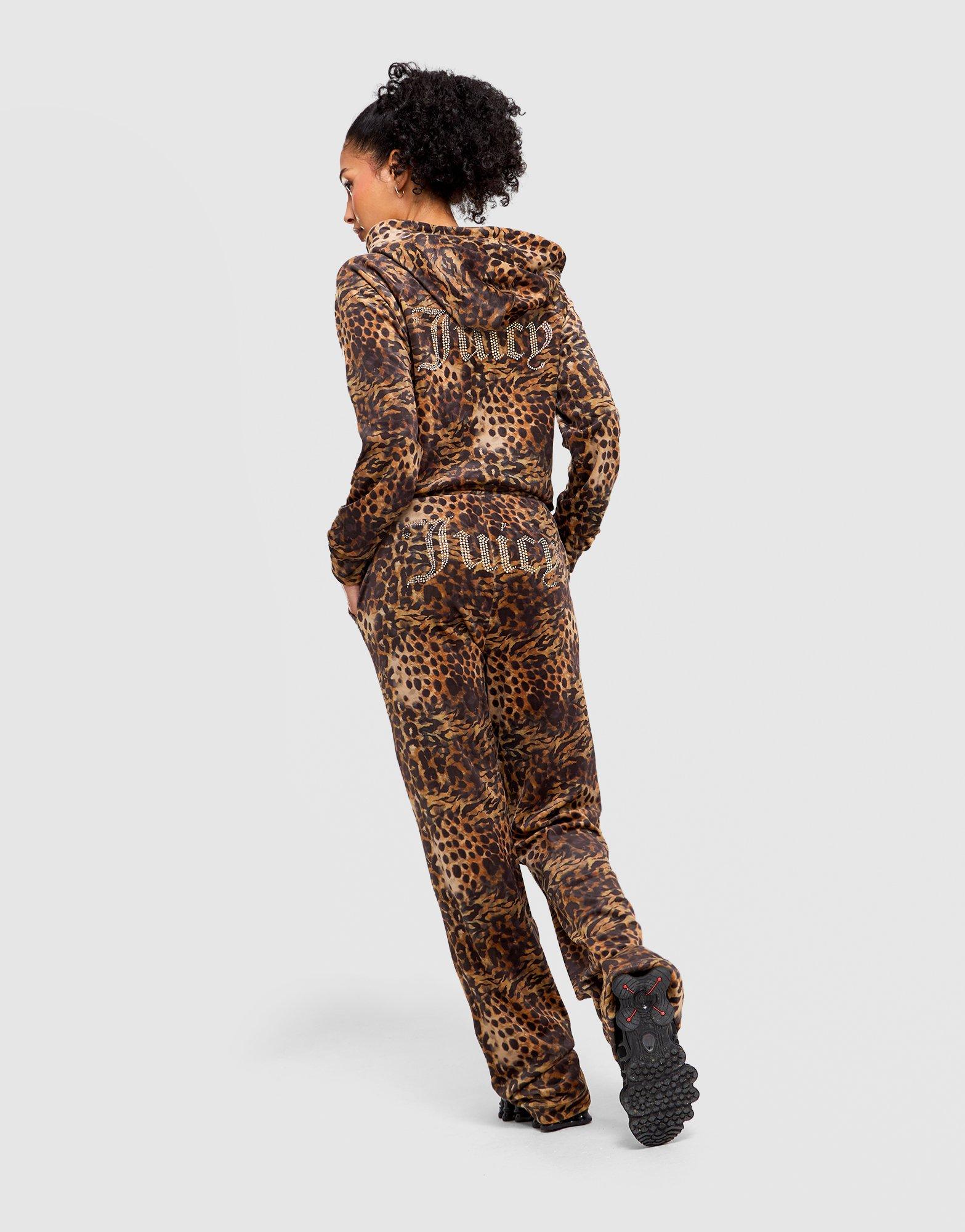 JUICY COUTURE Velour Leopard Track Pants