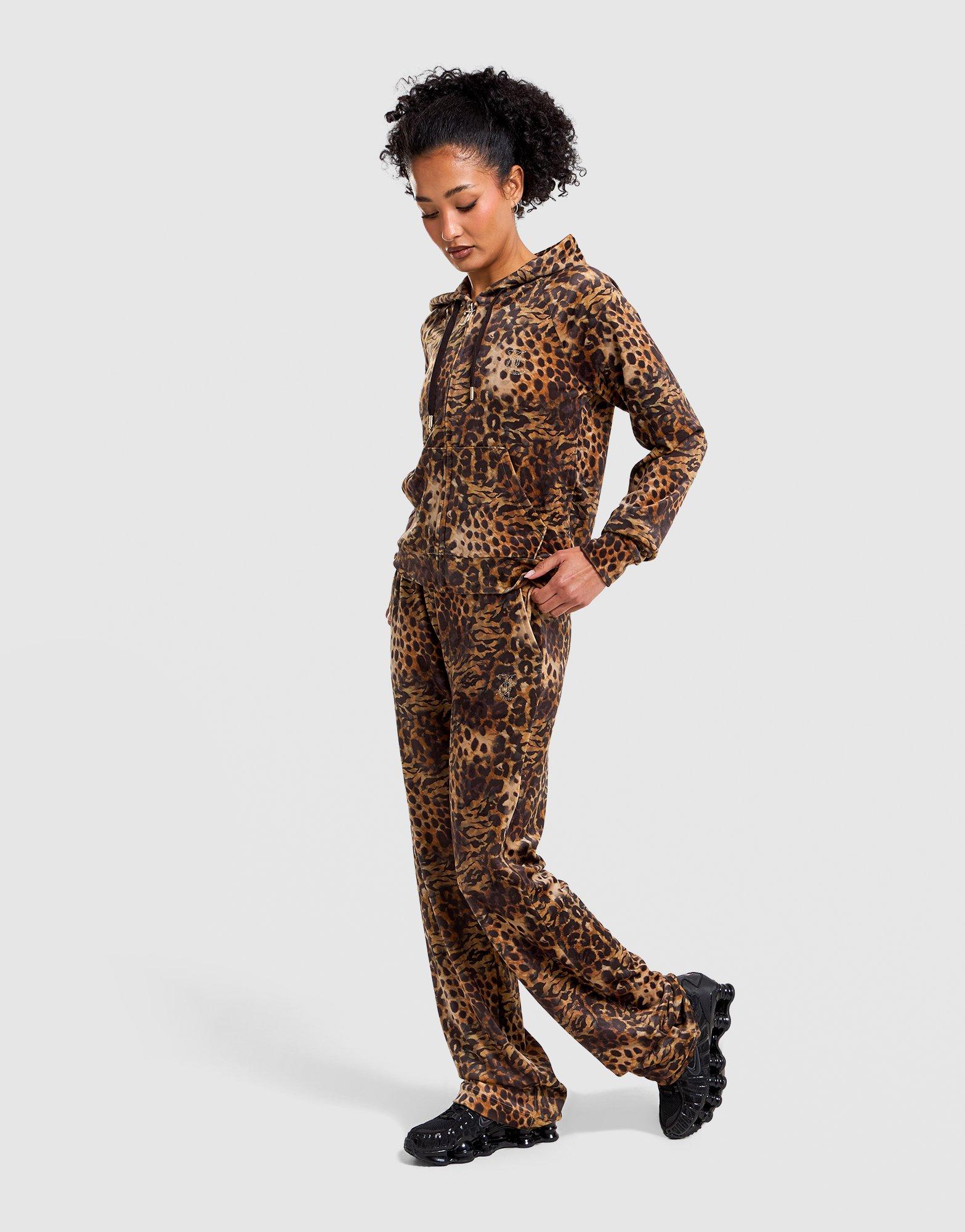 JUICY COUTURE Velour Leopard Track Pants