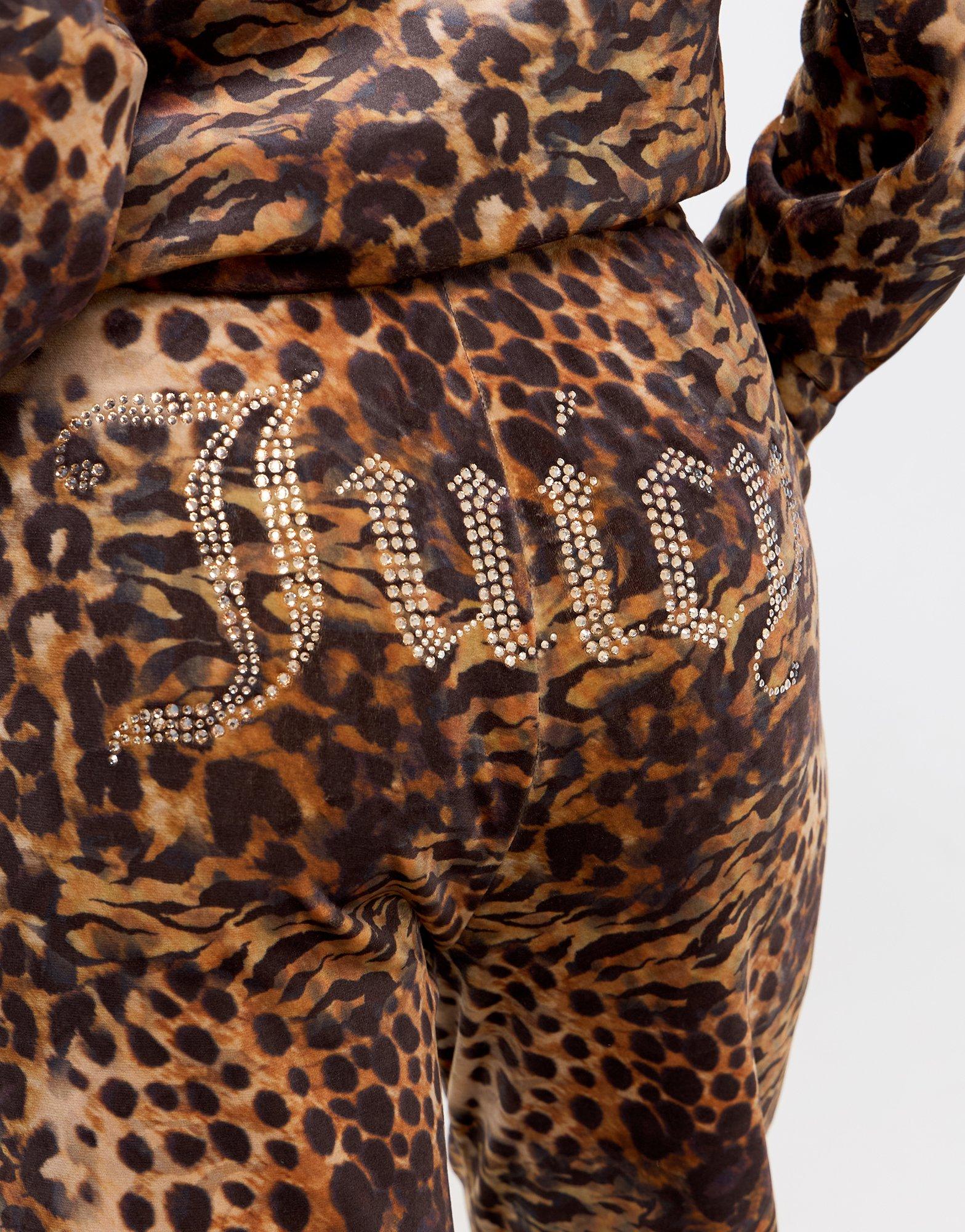 JUICY COUTURE Velour Leopard Track Pants