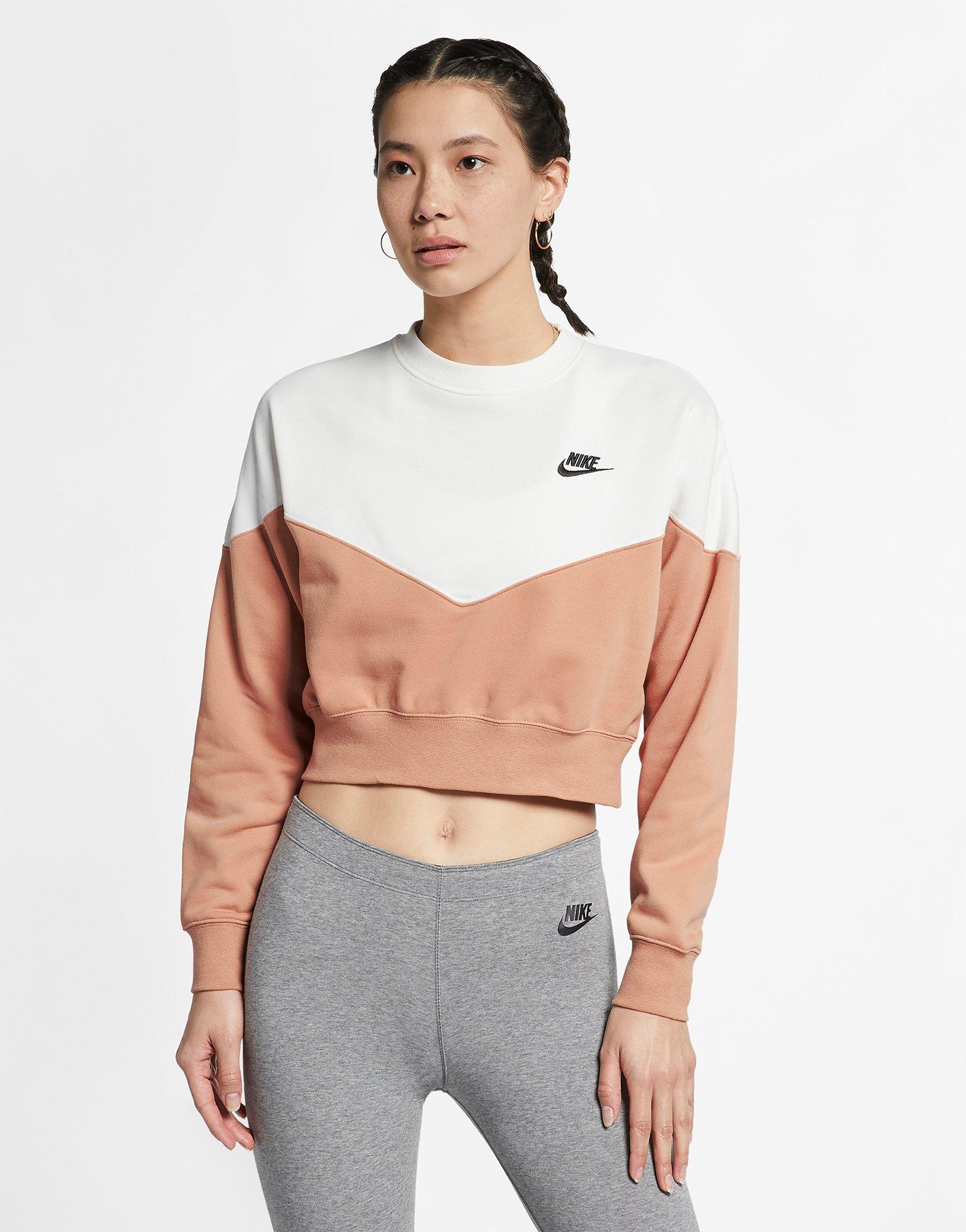 nike colorblock short sleeve crop sweatshirt