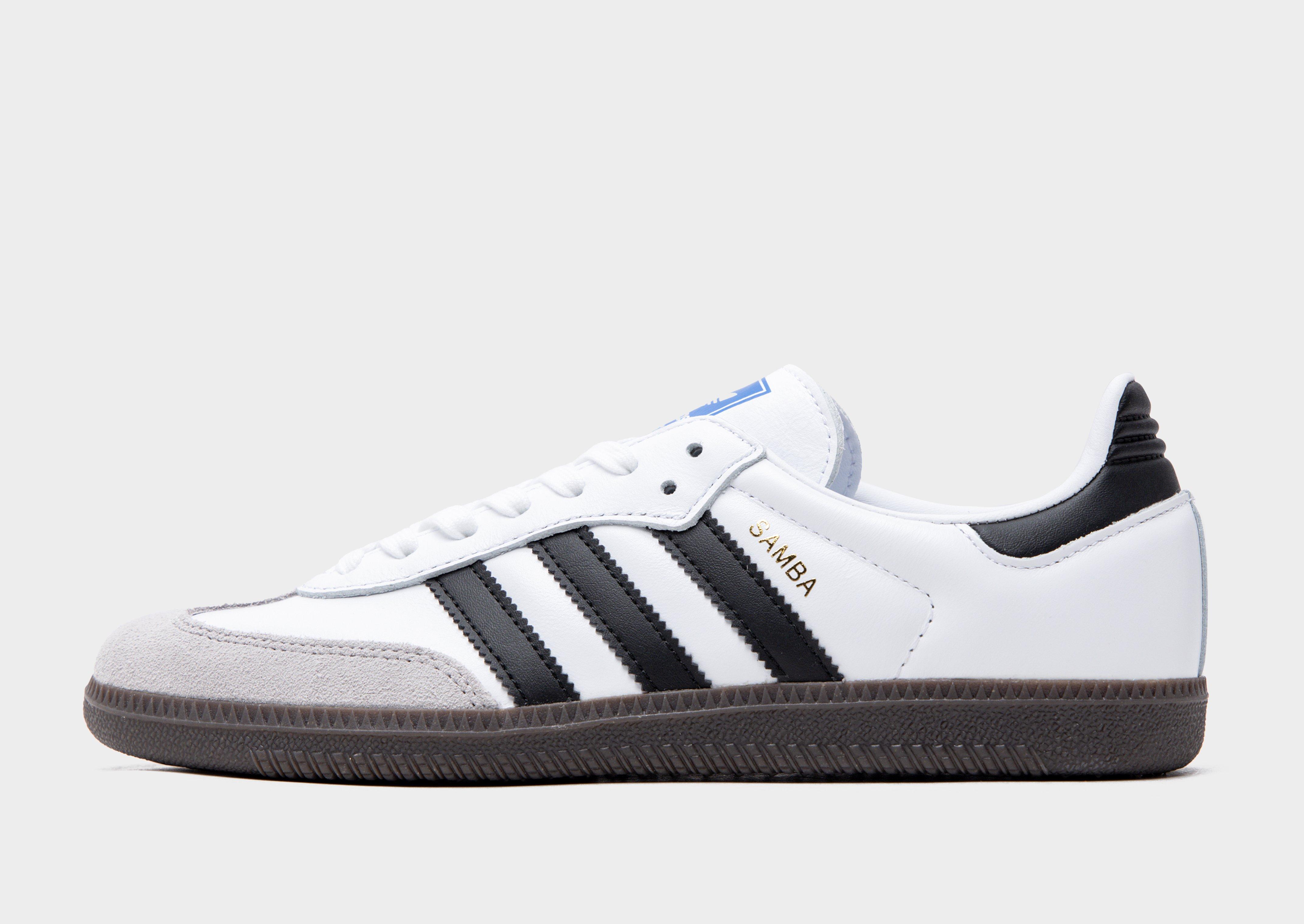 Adidas samba white black leather womens trainers sale