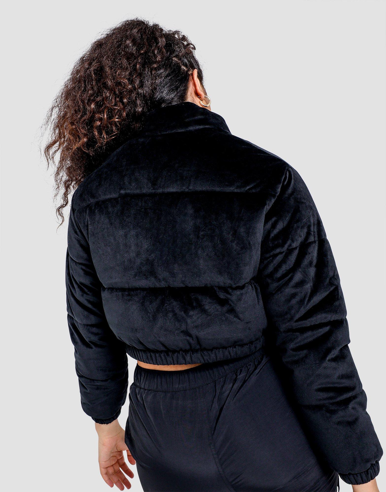 fila logo crop puffer jacket black